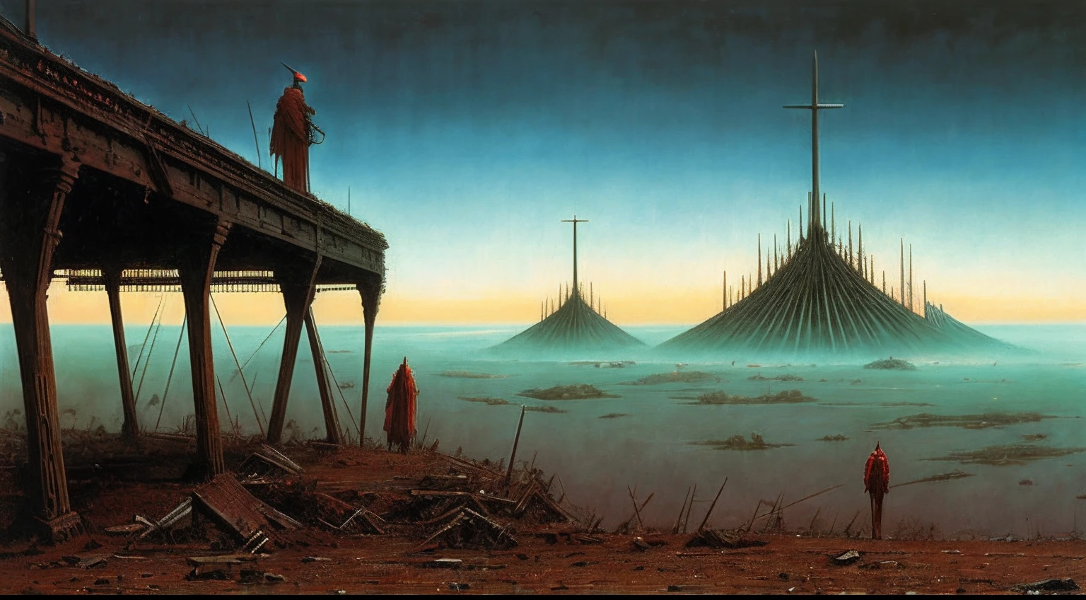 final of Evangelion, post apocalyptic, zdzislaw beksinski