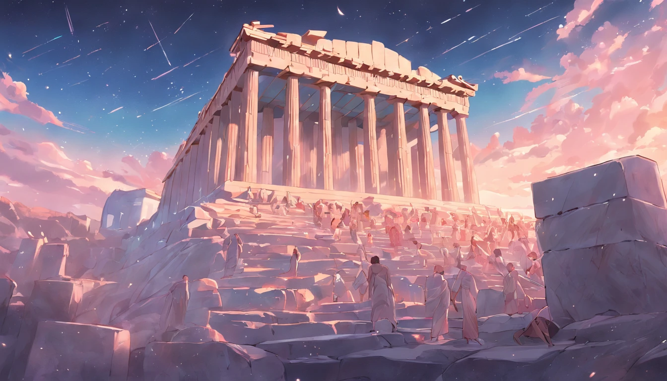 A detailed,masterpiece,Ancient Greece,Parthenon,blue open sky, 云,