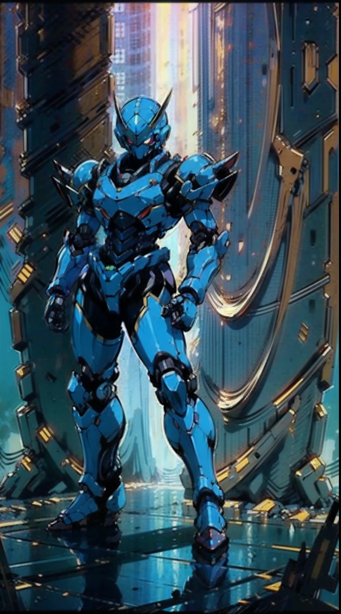 A man wearing a full-face helmet that covers most of his face, adorned in a biomimetic fantasy-style armor, the predominant black color is accented with red textures in the design this character embodies a finely crafted fantasy-style armored warrior design in anime, ((character concept art)), full body character drawing, high definition, best quality, ultra-detailed, extremely delicate, anatomically correct, symmetrical face, extremely detailed eyes and face, high quality eyes, creativity, RAW photo, UHD, 16k, (Natural light, cinematic lighting, masterpiece:1.5)