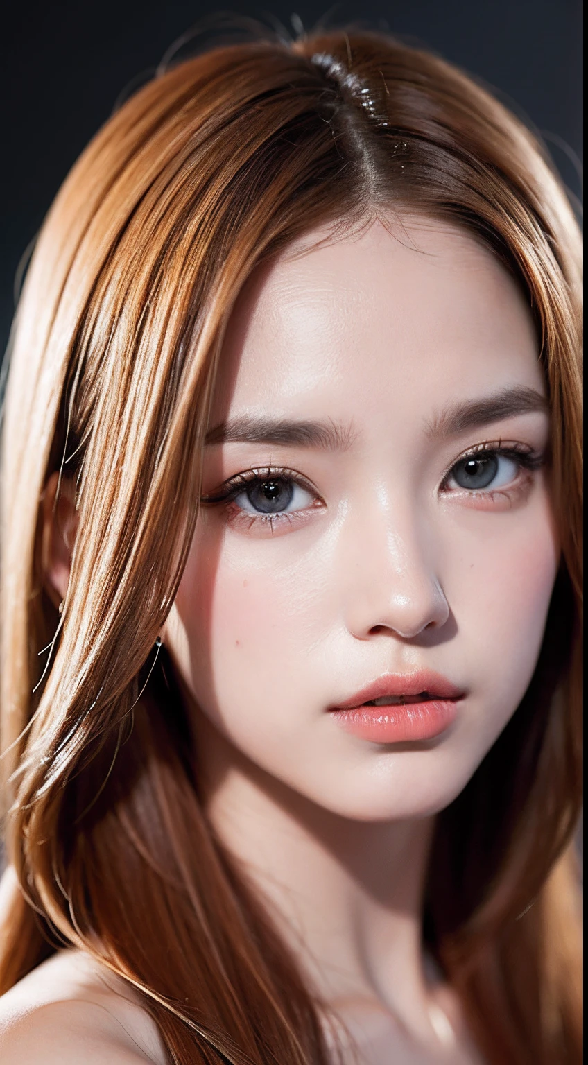 15Caucasian model at the age, a closeup, masterpiece, top-quality, Raw foto, Photorealsitic, faces, unbelievable Ridiculous, beautiful a girl, cute little, A detailed eye, Strongly wavy hair, depth of fields, hight resolution, ultra-detailliert, finely detail, ighly detailed, extremely detailed eye and face, Sharp pupils, Realistic pupils, foco nítido, Cinematic lighting , Cohesive hairstyle, Orange hair color, Unusual attire, facial close-up, masterpiece, realistic skin textures, ultra-detailliert, Lustrous hair and skin