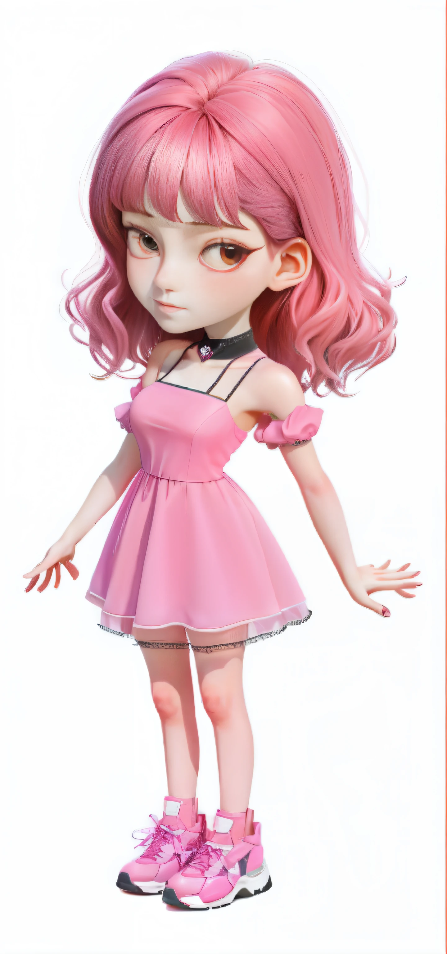 Draw an anthropomorphic cartoon jellyfish,With a bow,Wear beautiful dresses,Stereogram of 3D modeling,Do not line drawings
