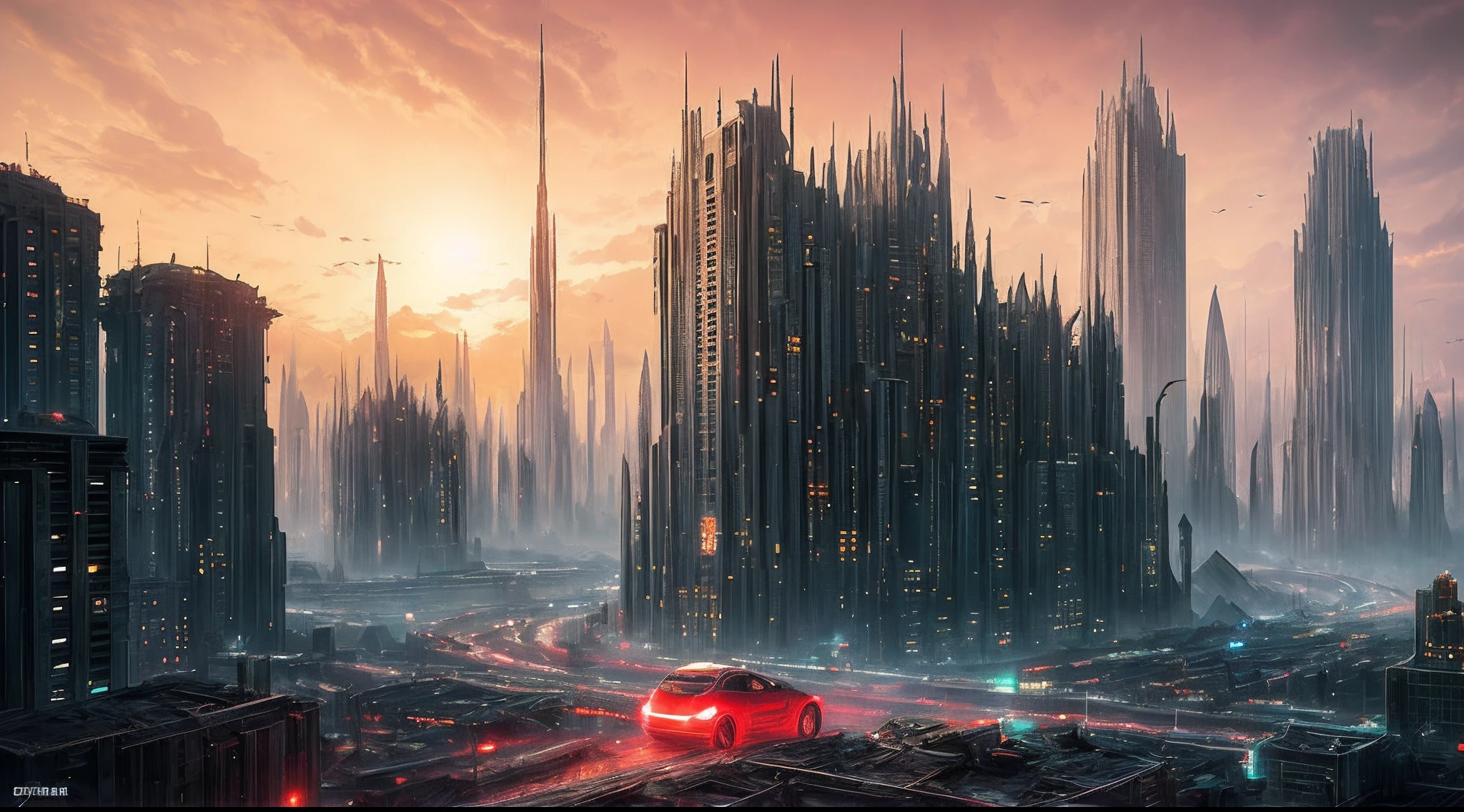 The picture depicts a surreal and futuristic landscape, with a mix of awe-inspiring beauty and horror. The sky is a deep, pulsing red, with dark clouds that seem to be alive and moving. In the distance, a massive cityscape can be seen, with towering skyscrapers, neon lights, and endless rows of buildings. The city is lit up with various colors and displays, adding to the overall feeling of awe and wonder.
However, there is also a sense of horror in the image. The buildings and structures seem to be in a state of decay and disrepair, with broken windows, missing sections, and cracked facades. The city is alive with activity, but there is a feeling of chaos and unrest, as if something has gone terribly wrong.
In the foreground, there is a massive, sentient being, with a twisted and inhuman appearance. The being is made up of wires, circuits, and mechanical parts, and it seems to be emerging from the ground, as if it's rising from the depths of the earth. Its eyes are glowing with an intense, red light, and its mouth is open, revealing rows of sharp, metallic teeth.
The background is shrouded in darkness, with only a few, dim lights visible in the distance. There is a sense of unknown and uncertainty, as if the world beyond the cityscape is vast and untamed.
The picture captures the essence of a surreal and futuristic world, with its mix of awe-inspiring beauty and horror. The image is visually stunning, and it showcases the world in a new and unusual light, with its mixture of the familiar and the unknown.
High detail RAW color art, animation, cartoon, (white topic), (intricately detailed, fine details, hyperdetailed), raytracing, subsurface scattering, ((muted colors)), diffused soft lighting, shallow depth of field, by (Oliver Wetter), by Stanley Kubrick, photographed on a Canon EOS R5, 28mm lens, F/2.8, sharp focus bokeh