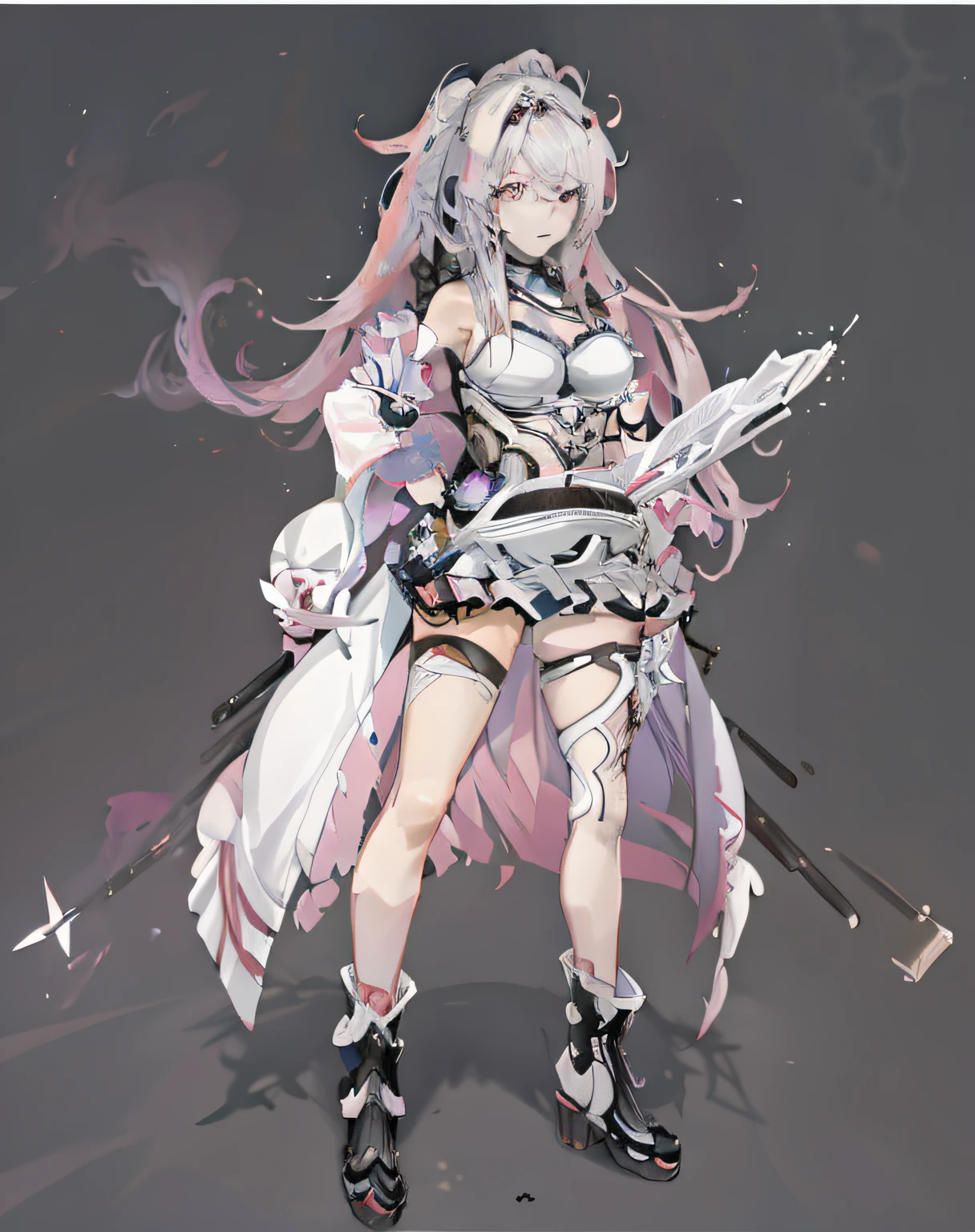 anime character with pink hair and a white coat and black boots, azur lane style, cushart krenz, from the azur lane videogame, cushart kenz, cushart krenz key art feminine, characters from azur lane, full body xianxia, ussg ishimura, ayaka genshin impact, from girls frontlinestyled,Q version cartoon，12K, High quality, HD, rendering by octane