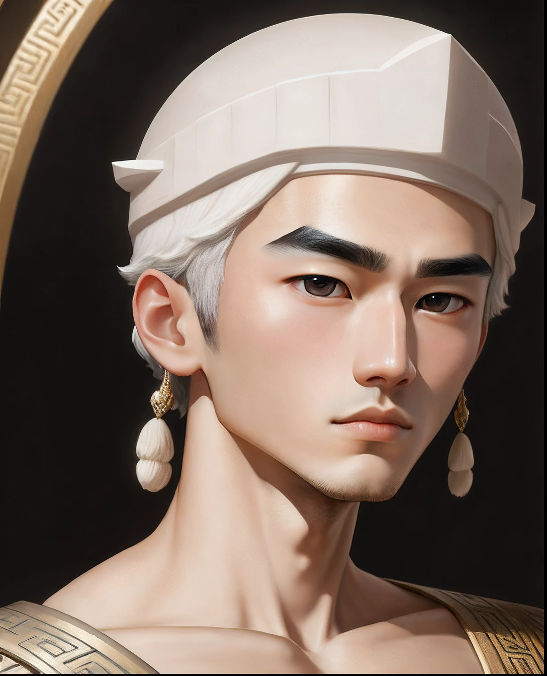 Deep eyebrows，High nose，The pale thin lips are slightly hooked，It is as handsome as the sun god in ancient Greek mythology。