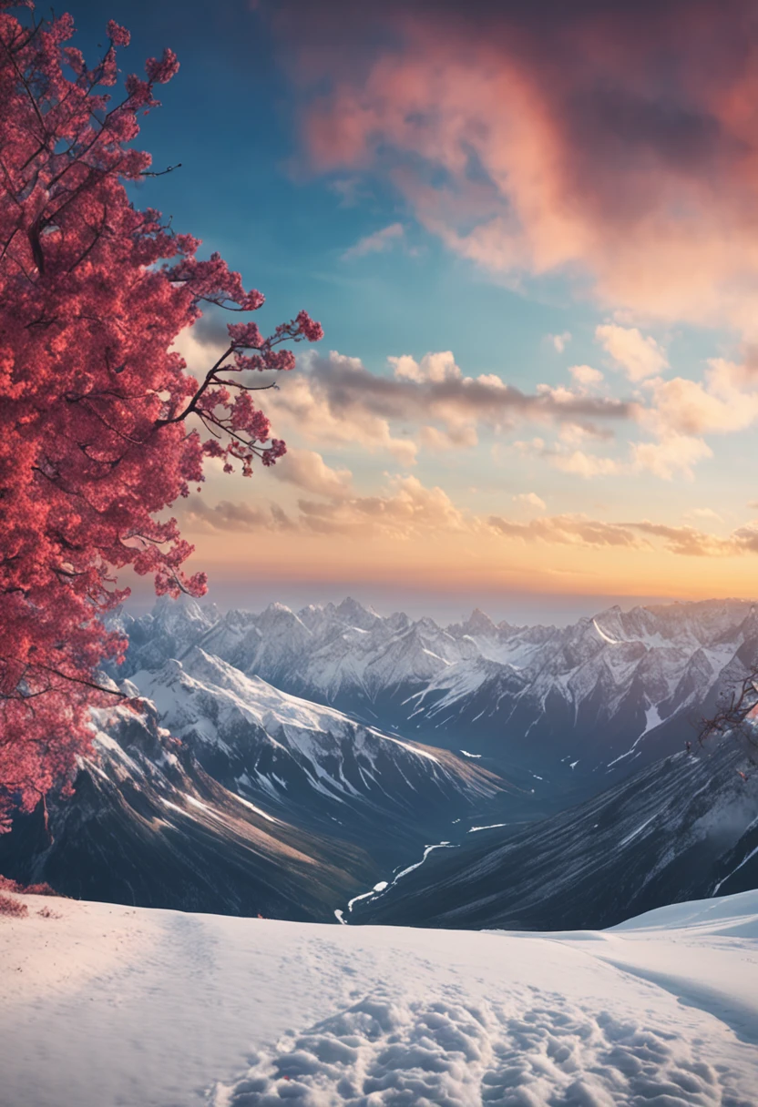 Drone photographs stunning snow-capped mountain tops,k hd,Blue sky