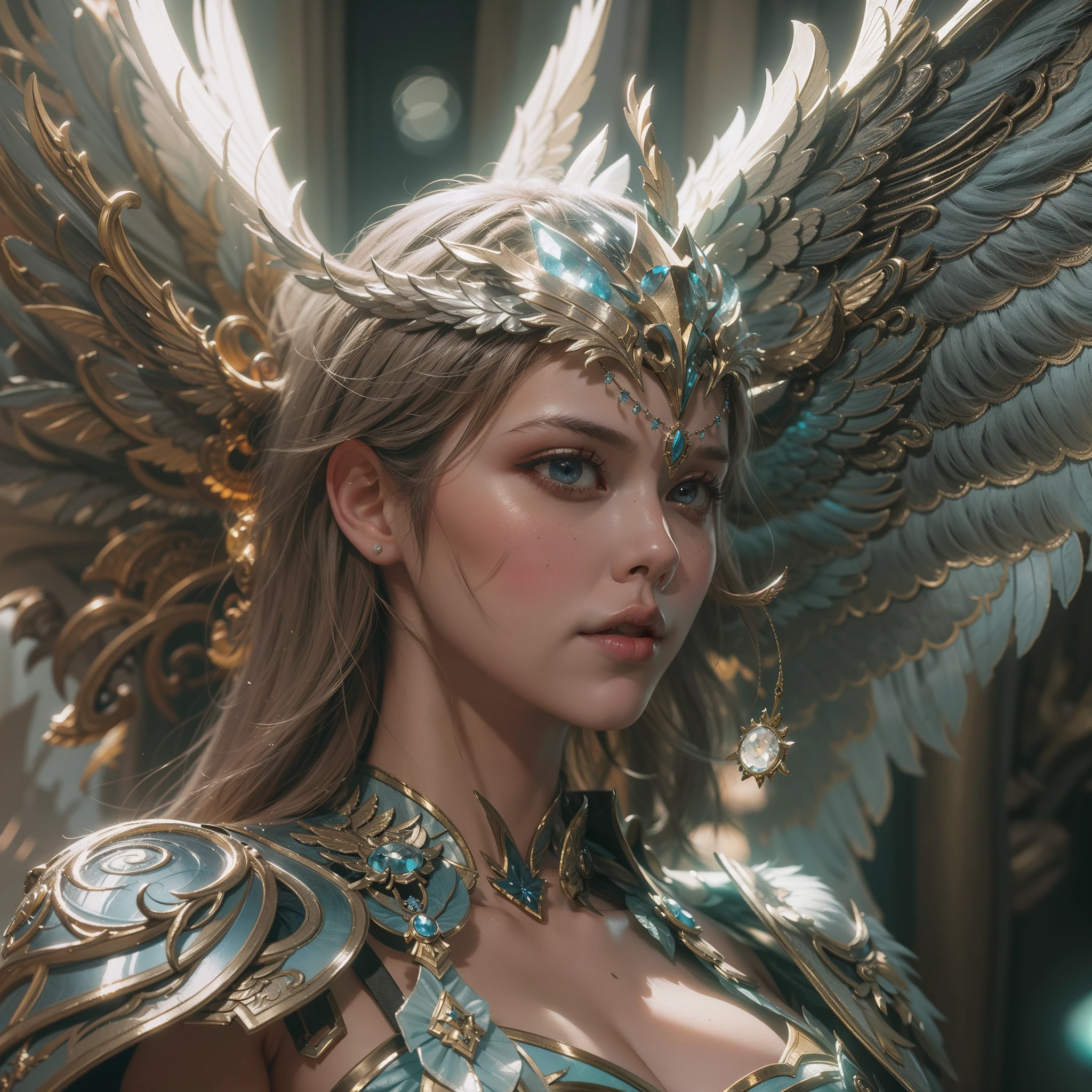 dragon humanoid girl with golden wings