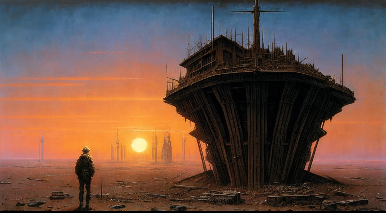 final of Evangelion, post apocalyptic, zdzislaw beksinski