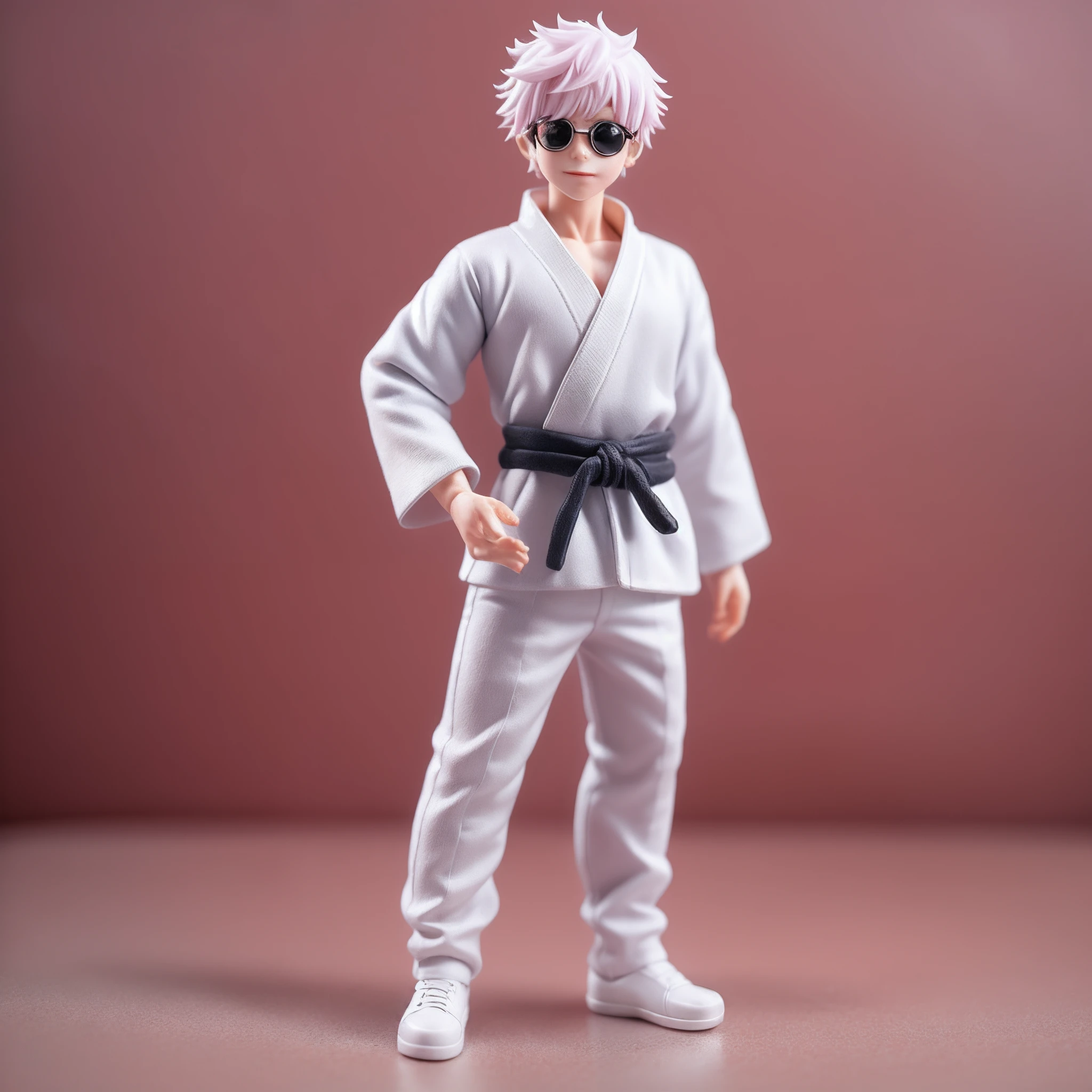 "Blind box toy style with a kawaii doll featuring Full body of Gojo Satoru from Jujutsu Kaisen."