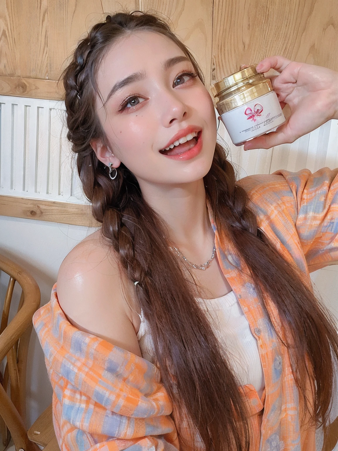 Fluid organization:1.6), 本当に野生の髪を持つ一人のbeautiful女の子, (Colorful wavy hair:1.2),( Two long braids:1.2), (Long wild hair:1.2), (Multicolored Hair: 1.9),可愛いsmile
パン屋販売スタッフ、(((Low - Angle:1.4)))、((One hand raised))、((She is wearing a colorful and pop blouse and apron.)),(;have big bread))、(((Spread your legs:1.4)))、,(((beautiful armpits:1.2)))、High resolution、Bakery、16-year-old girl、smile、Finished as in the picture、white and beautiful skin、Focus on small breasts、((beautiful５This finger))、Bakeryの制服を着ています、最high quality、High resolution、Very detailed、masterpiece、Live Shooting:2、Genuine:2、photoGenuineistic:2、very delicate and beautiful、Fine details、Textured skin、Full Shot、、(beautiful face:2)、hot pants、Putting on makeup、Perfectly balanced legs:1.5), Looking at the camera, Angle from above, (((hot pants))), High resolution、未来のBakery、Delicious bread that women will love、Looking at the camera、smile、Finished as in the picture、、(((I have a big loaf of bread)))、(((cute smile)))、((((Eat delicious bread)))))、((I love bread))、(front focus piece:1.3), 
、Cute Apron、Rainbow Apron、Bakeryの制服を着ています、明るすぎるNatural light、Shining sunlight、最high qualityのディテール, Japanese Girls,1 girl, 8K, RAW Photos, 最high quality, Ticker:1.2, Very detailedなRAWカラー写真, Professional photos, (reality, photoGenuineisticです:1.37), (Very detailedな皮膚:1.2), 超High resolutionな, (Lenz 50mm),,絶妙にFine grain,Look at the person watching,Pretty face, Just Mile:1.05),Wide Hips,Straight hair,,Light pink inner color、 white and fine skin、(Very detailedな8K cg:1.2), (hyper Genuineistic:1.35), (photoGenuineisticです:1.45), (reality:1.4), 

(背景はBakery:1.1)、Sexy upward glance, 、Very detailed、masterpiece、最high quality、Ultra-high resolution energy A、8KのHigh resolutionにより、Transparency as shown in the photo、Fine grain、Expression of gradation、Perfect anatomical figure ,hard disk、Ticker (English) 、 Nikon Z9 80mm Lens ,、明るすぎるNatural light、Shining sunlight、、Ultra slim body、Slender model figure、beautiful姿勢、, 最high quality, 8K, RAW Photos, Confused, Award-winning portraits, shy smile, shy smile, , Delicate girl,, Digital SLR, View your viewers, Frank, Sophisticated, Thin arms, Professional Lighting, Film Grain, chromatic aberration, (Fine grainと顔:1.0), Live Shooting、(((A portrait of extreme beauty)))、((Glowing Skin))、1 girl、16 year old beautiful girl from Prague、Bright expression、((Platinum Blonde Hair))、[Big blue eyes that sparkle like jewels]、Shiny skin、silky super long Straight hair、eyeliner、beautiful前髪、Hair around the eyes、最high quality、Very detailed、Film Light、Intricate details、High resolution、Very detailed))、Detailed Background、8KUHD、Digital SLR、Soft Light、high quality、Film Grain、Fujifilm XT3 、Shallow depth of field、Natural light、(((Spread your legs:1.4)))、Pieces fly、High resolution、Bakery、16-year-old girl、smile、Finished as in the picture、white and beautiful skin、Focus on small breasts、最high quality、High resolution、Very detailed、masterpiece、Live Shooting:2、、neon hair clip,masterpiece、最high quality、
One girl,Ives Girl,beautiful照明,(((Anyone can see the D logo.:9)))