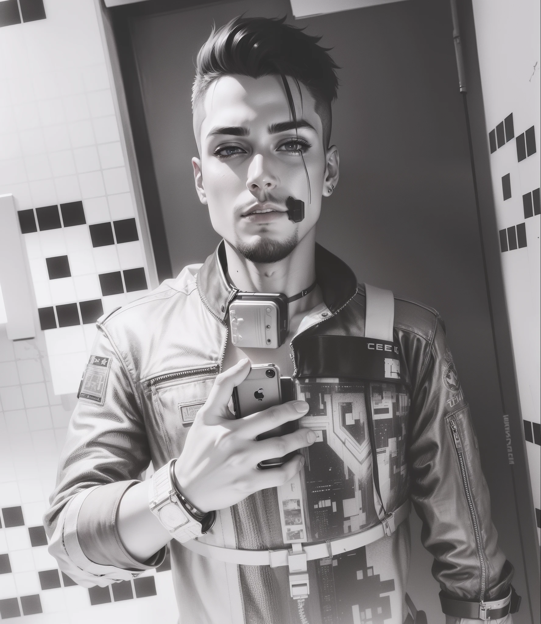 Change background cyberpunk handsome boy ,