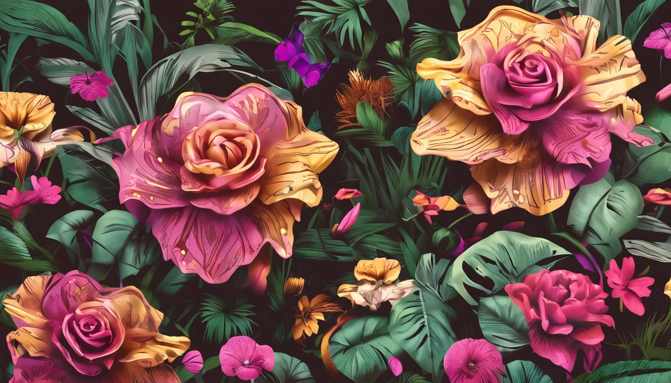 Raffles flower ，hand painted style