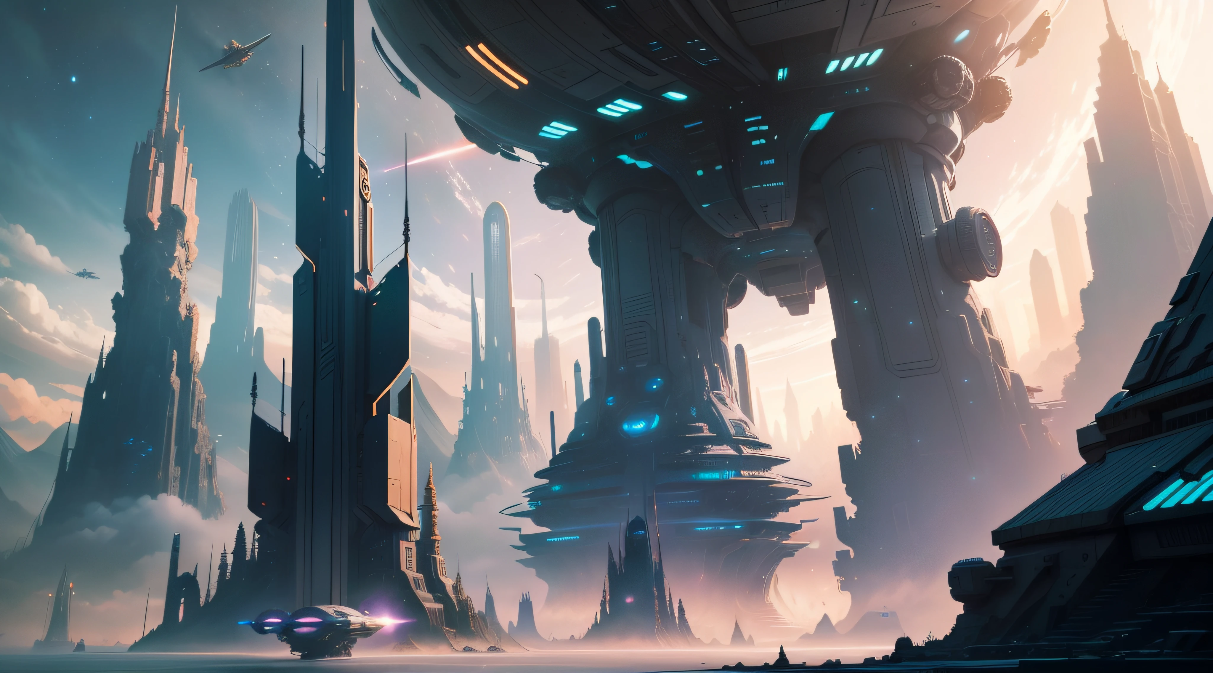 arafed view of a space scene with a spiral galaxy, epic beautiful space scifi, surreal space, endless cosmos in the background, 4k highly detailed digital art, space fractal gradient, galaxy space sci - fi, universe, fantasy space, cosmic space, dimension of infinite space, portal to outer space, interstellar vortex through time, multiverse portal, spaceships flying over a futuristic city with a mountain in the background, epic fantasy sci fi illustration, sci-fi fantasy wallpaper, sci-fi digital art illustration, sci fi artwork, alien space ships, detailed sci-fi art, epic scifi fantasy art, sci fi digital painting, sci-fi digital painting, beautiful sci fi art, scifi artm, futuristic city with a futuristic spaceship and a futuristic spaceship in the background, sci-fi digital art illustration, futuristic digital painting, sci-fi digital painting, sci fi digital painting, retrofuturistic digital painting, sci-fi digital art, nicolas bouvier sparth, colorful dystopian futurism, by sparth, sparth style, colorful concept art, digital concept art illustration