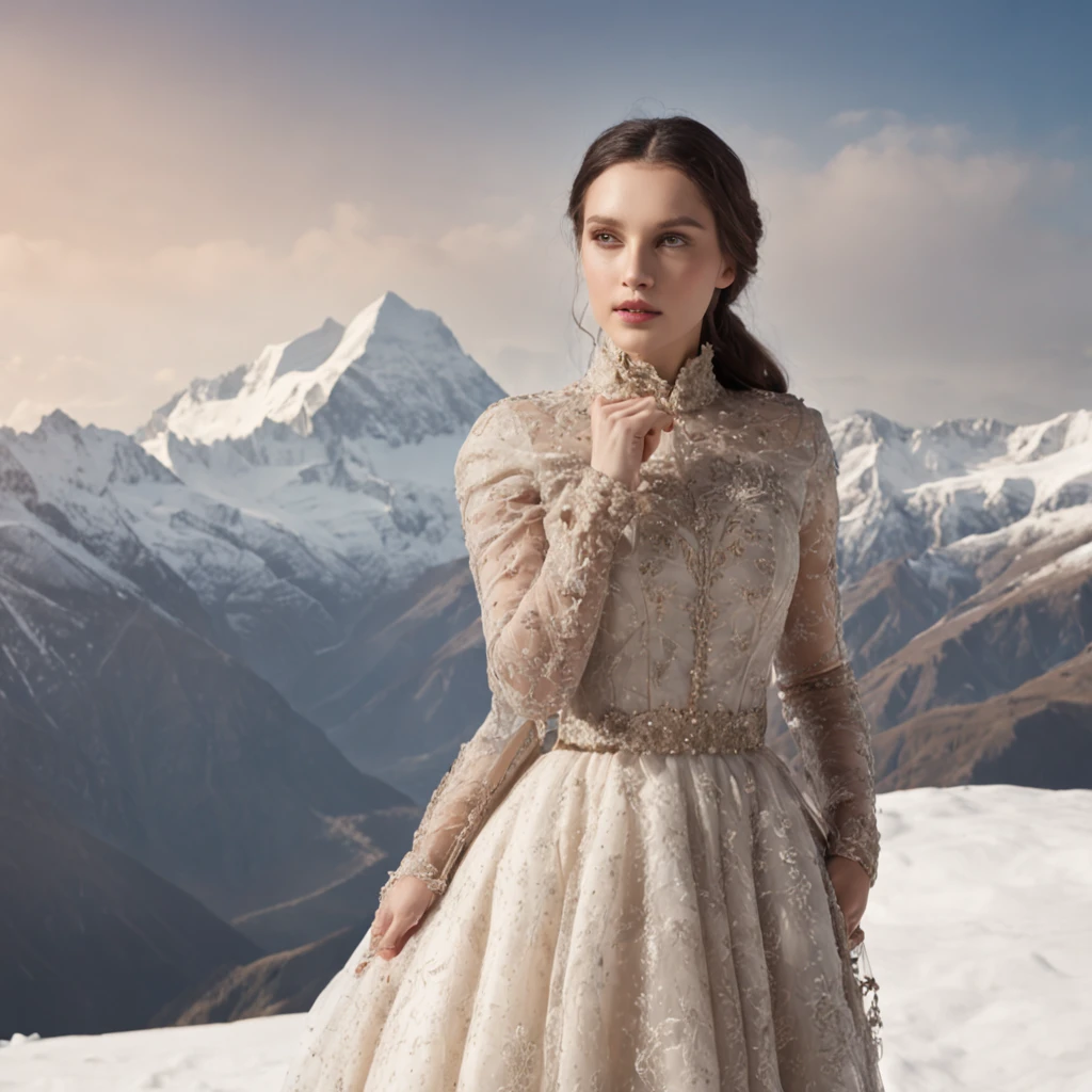 Stand on top of a snow-capped mountain,Enjoy the stunning views