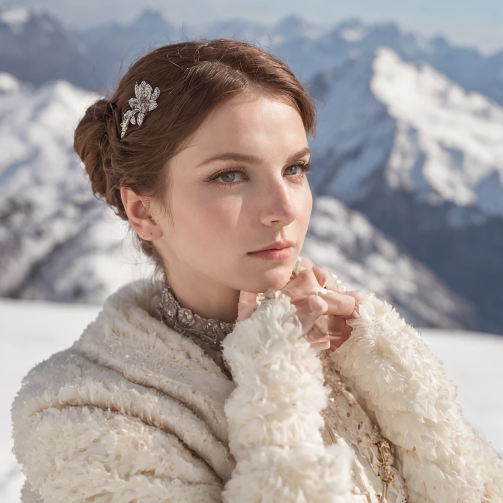 Stand on top of a snow-capped mountain，Enjoy the stunning views