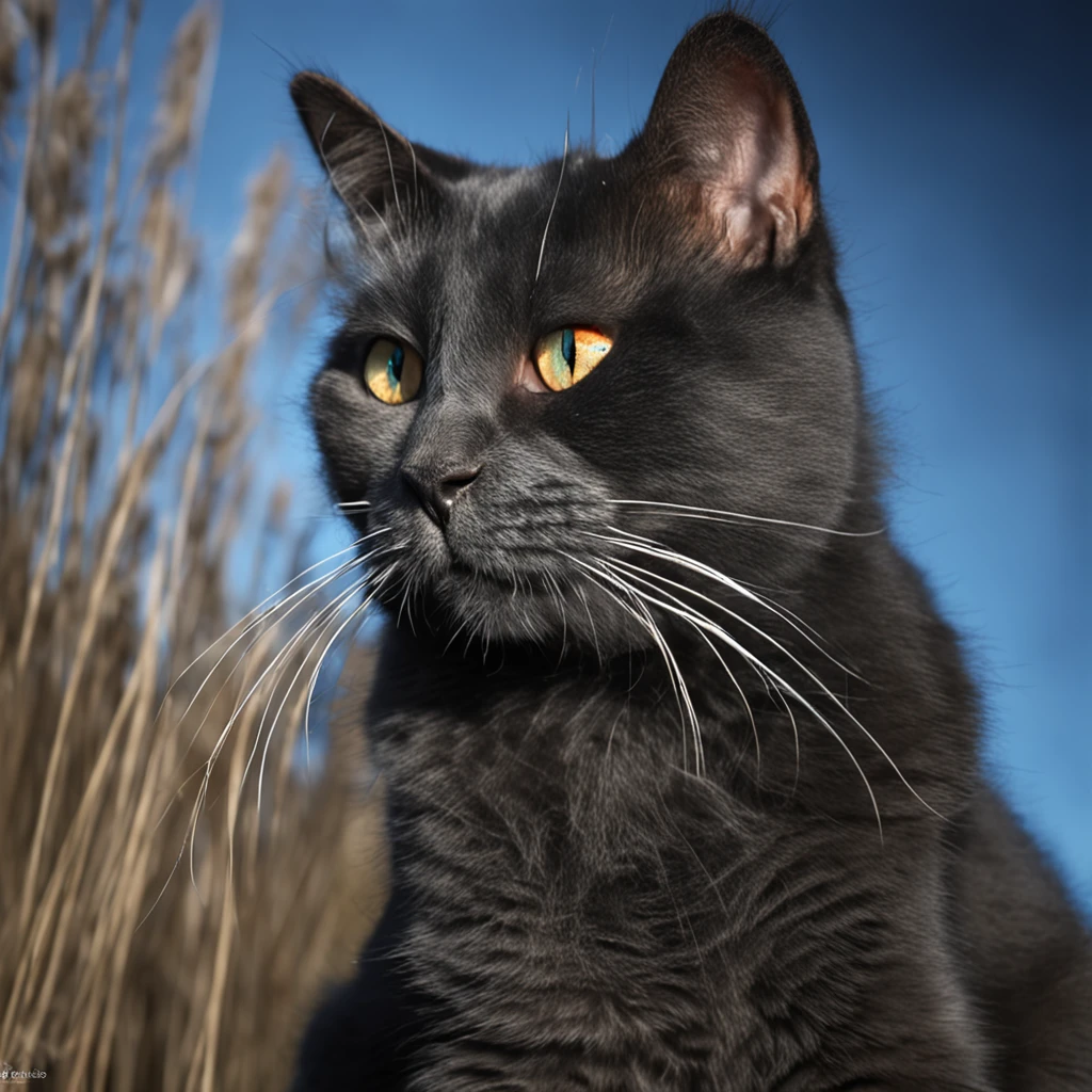((beste-Qualit, 8K, tmasterpiece :1.3)), photo-realistic, Black cat with blue eyes (detailed wool)