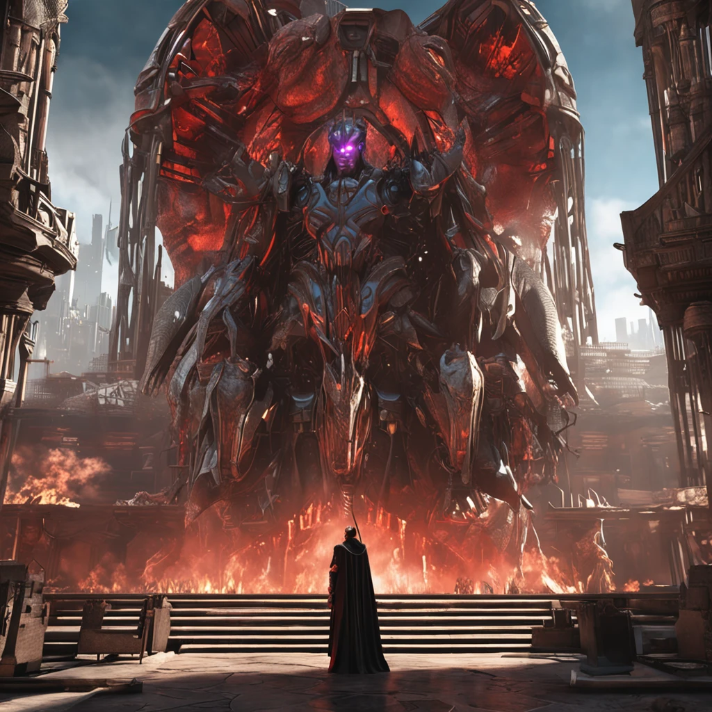 (Many award-winning masterpieces,The details are incredible, textures and maximum detail), (Hyper-realistic: 1.4), (Realistic: 1.3), ((((Front half)))))(cyber punk perssonage),Wings,Black colored eyes,whaite hair,Castle building,Mechanical dare,A combination of futuristic technology and magic,(Highest quality authentic textured skin), Fantasy theme, Black clothes, Black cloak, Network elements, Red light, Blue light, finerly detailed face, ((medieval world)),A close-up of a woman,(The flame of the Lord), (With a mischievous smile on his face), (Glowing eyes in the dark: 1.5), (A pair of black eyes,A strong red light is emitted from the inside) :1.5), (full-body standing image: 1.5), (Dramaticlight), Wings, (A majestic sight), (Her face is gentle and beautiful, but somehow terrifying), Ears Wear glass earrings, (Dramatic photo: 1.4), (Full body portrait: 1.5), ((dramatic pose)), (blond hairbl), (Silver hair), (Maroon hair), Short hair, ((Looking up)) , ((Look down)), (A simple necklace of exquisite workmanship hangs around the neck), (Bioluminescence that emits a bright glow: 1.3), (Use gorgeous fire magic: 1.2), (swirling fire), Devil's Cathedral, The Devil's Grand Shrine, great temple, great cathedral, Temple ruins, Freestanding temple, (Luminous magic circle), Ancient Castle Site, Shine majestic clouds and sky, Lightning, Epic reality, fading, art, (greg rutkovsky: 0.8), (Teal and orange: 0.4), (art stations: 1.5), Cinematic, ((com cores neutras)), (hdr: 1.5), (Pastel colors: 1.2), Ultra detailed, Dramaticlight, (complexdetails: 1.1), the complex background,