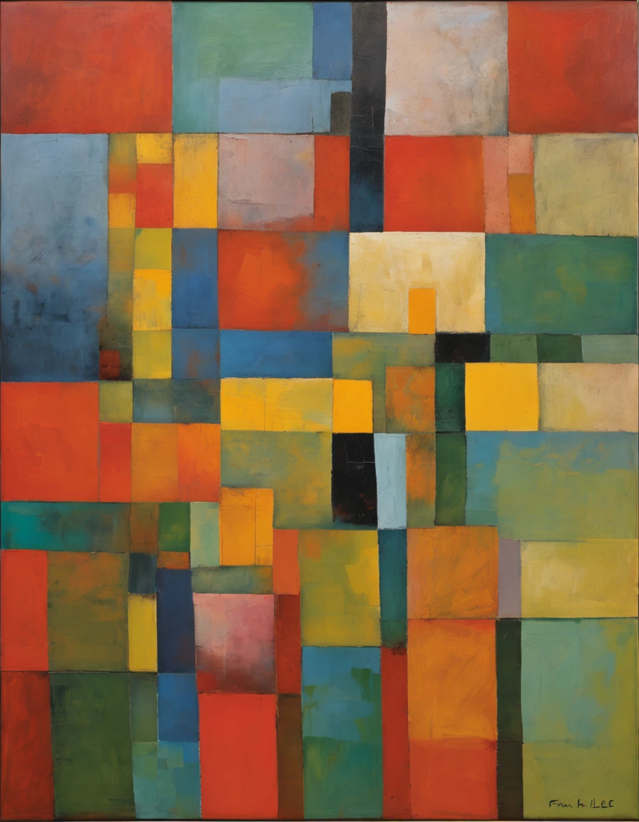 abstract paintings, cubism, Paul Klee, (saddened, clown:1.5), (cubism)