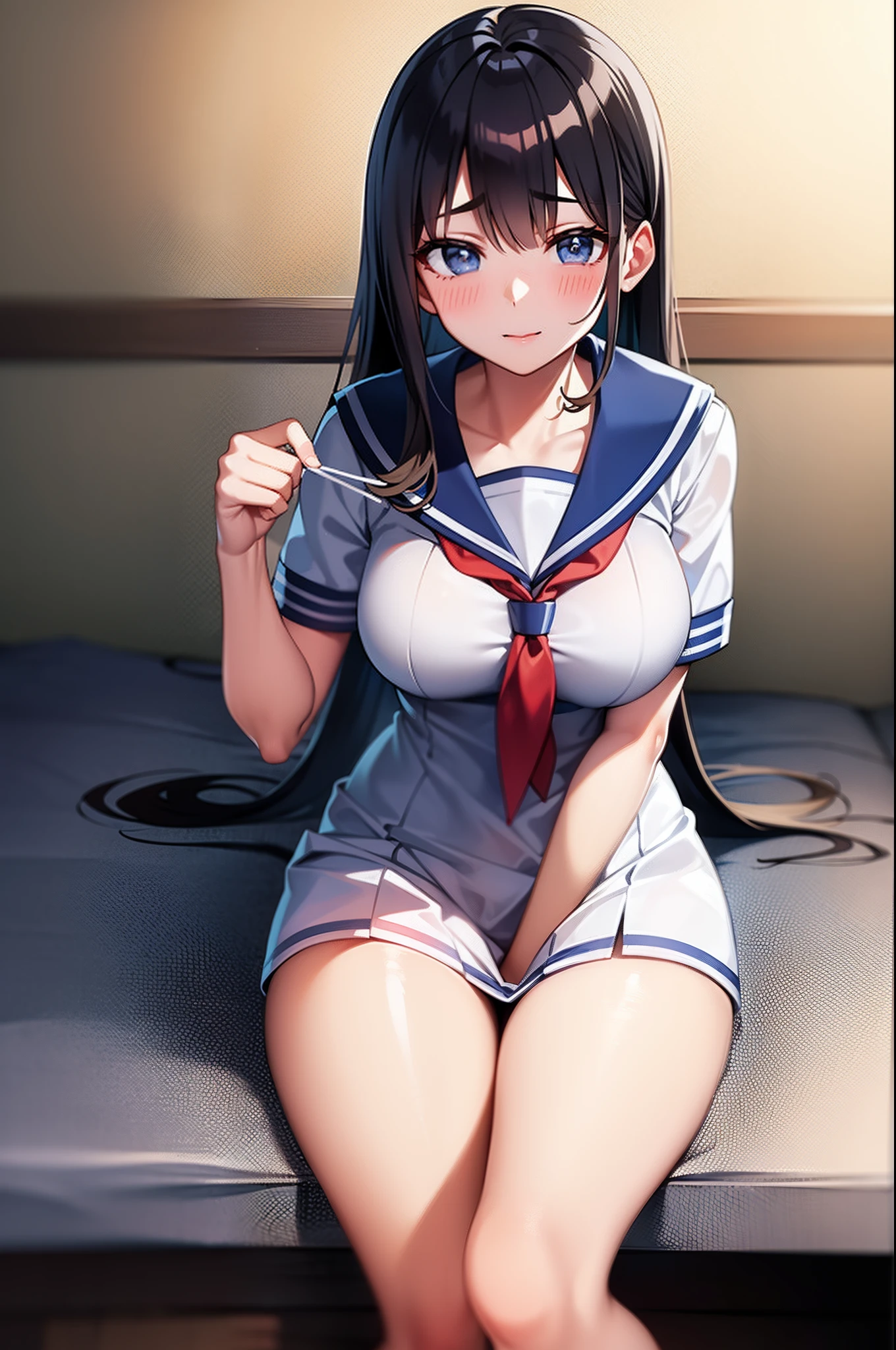 High school girl in sailor suit in infirmary