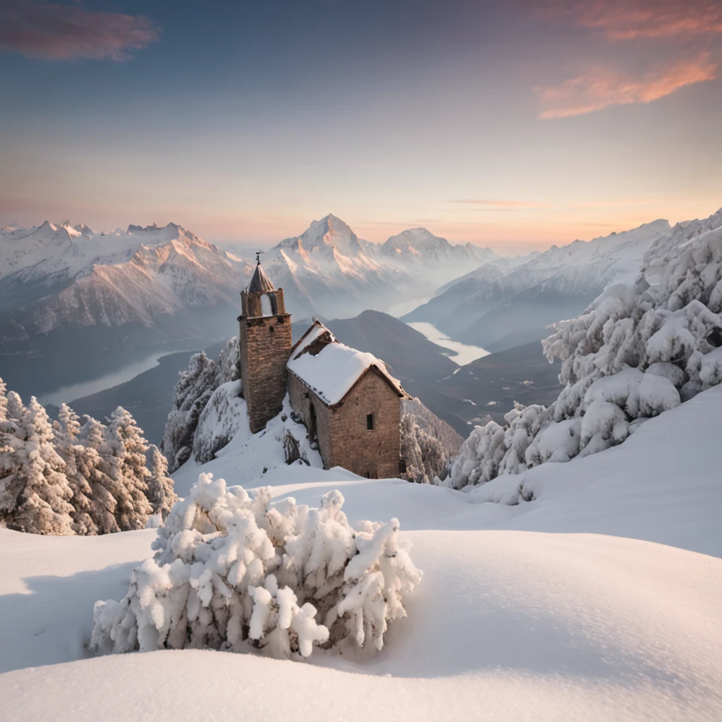 Stand on top of a snow-capped mountain,Enjoy the stunning views