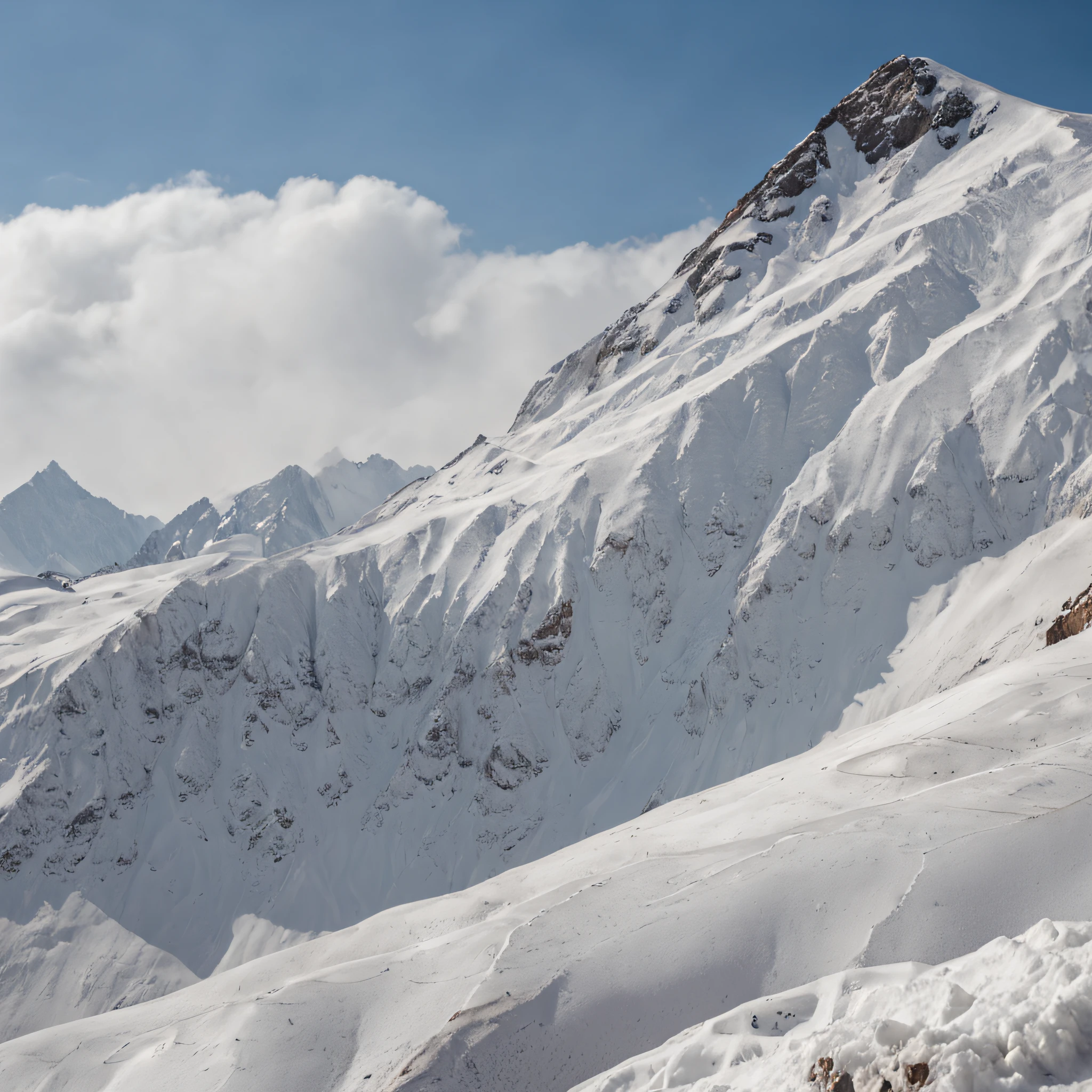 Stand on top of a snow-capped mountain,Enjoy the stunning views