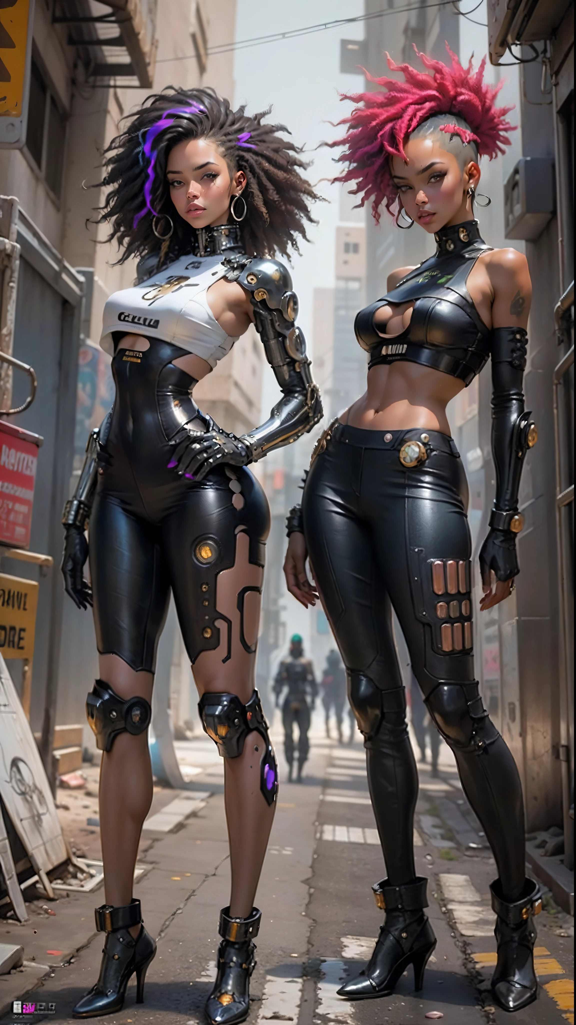 A girl, obito uchiha: short black hair, hands in pockets, cyberpunk style clothes, gazing at viewer. work of art, アニメ, realisitic, a futuristic city in the background and some people passing by.