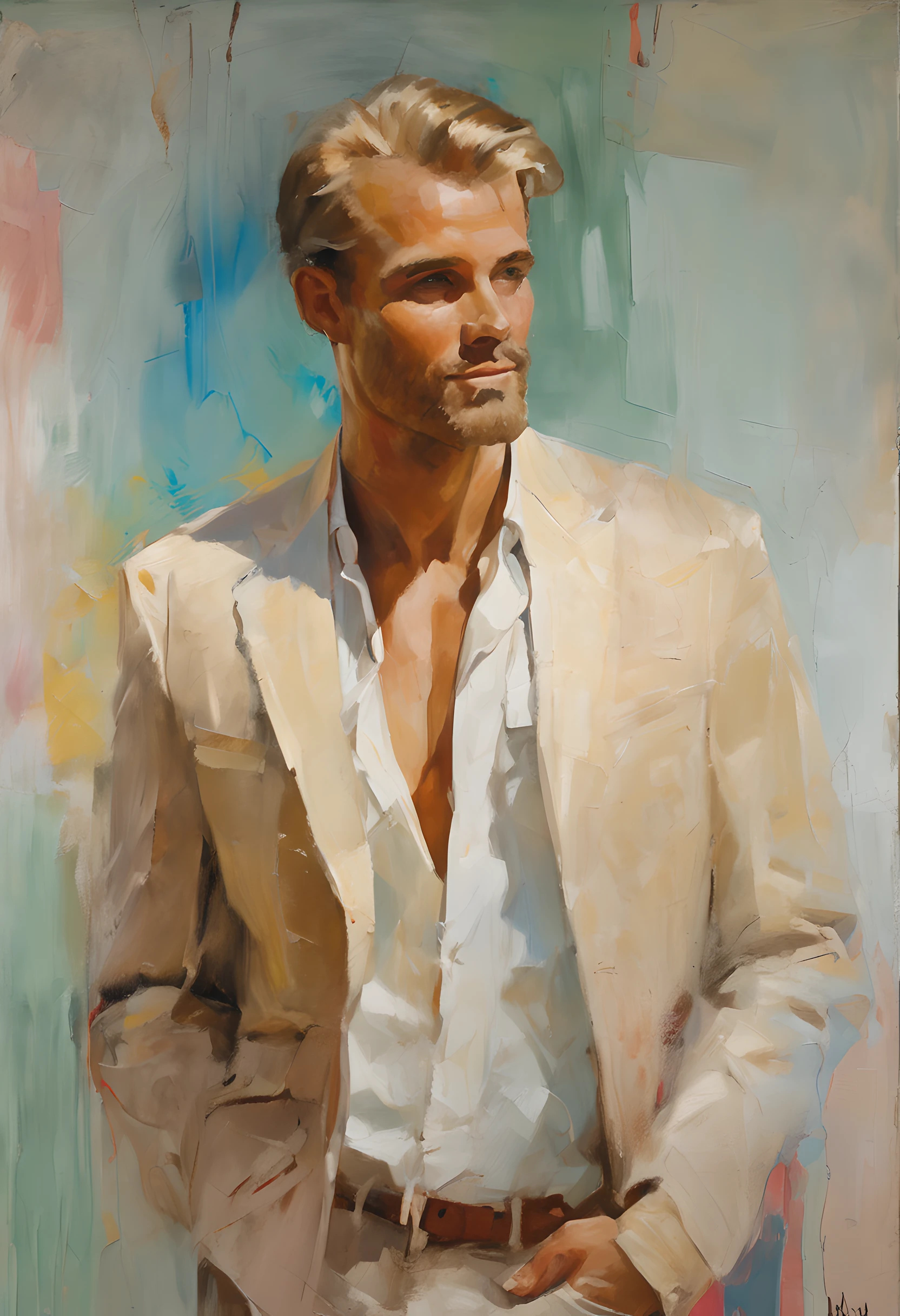 Create a photorealistic handsome guy, southern gentlemen, beautiful face, long silver blonde hair, slightly smiling, stars, moonlight