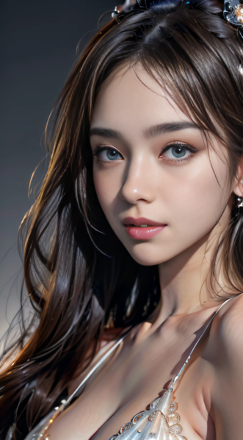 Cool illustrations inspired by NFT art、Brighten the background、Fantastical、hiquality,Ultra-detailed face, Detailed eyes, Shiny skin, Glossy lips ,