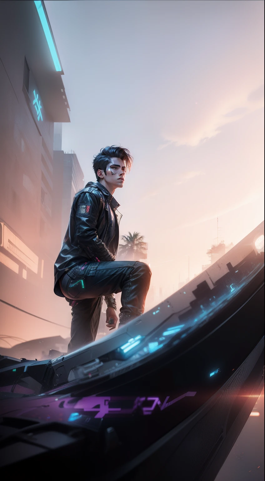 Change background cyberpunk handsome boy realistic face, 8k, ultra, realistic