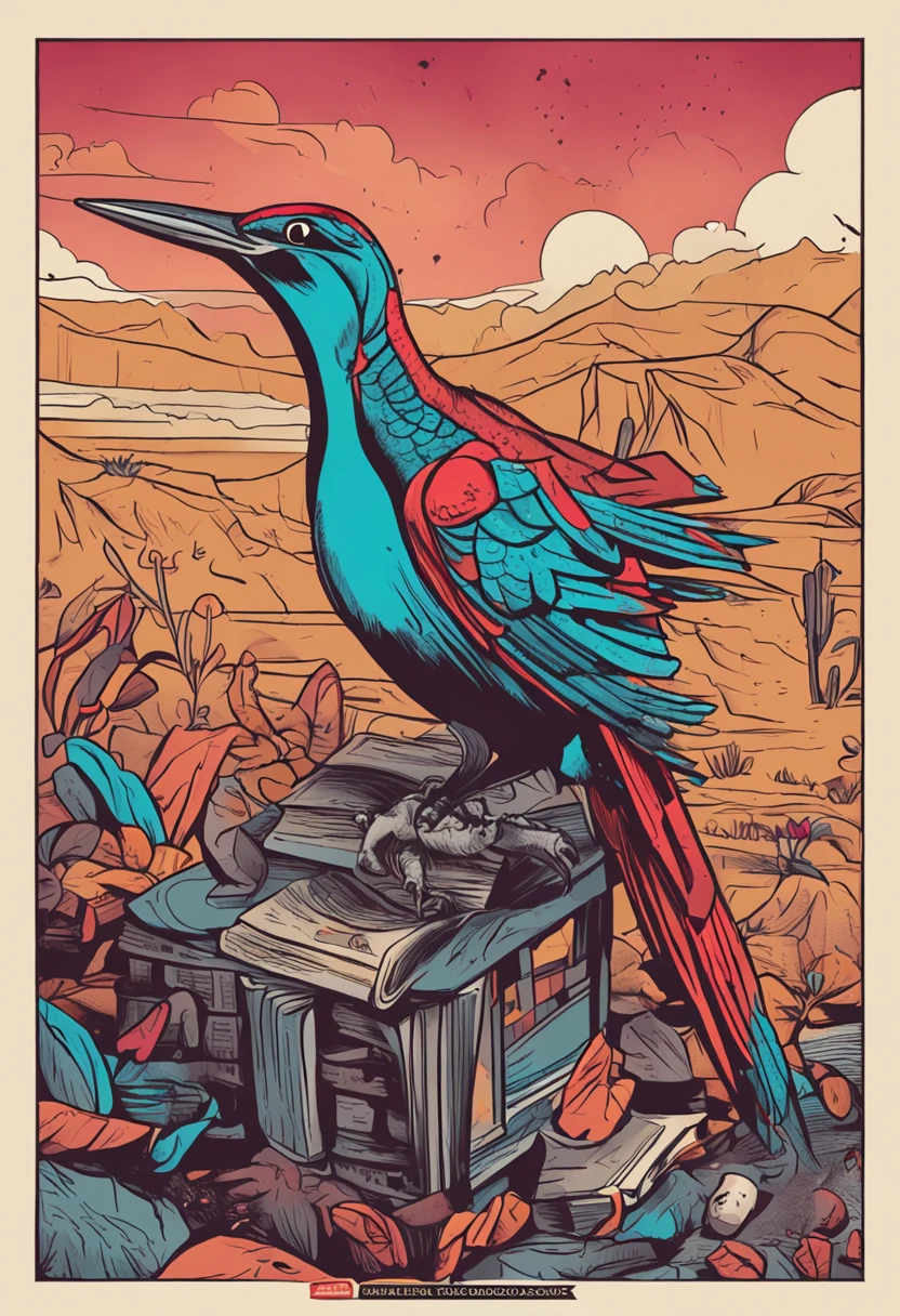 Books,woodpecker,cartoony