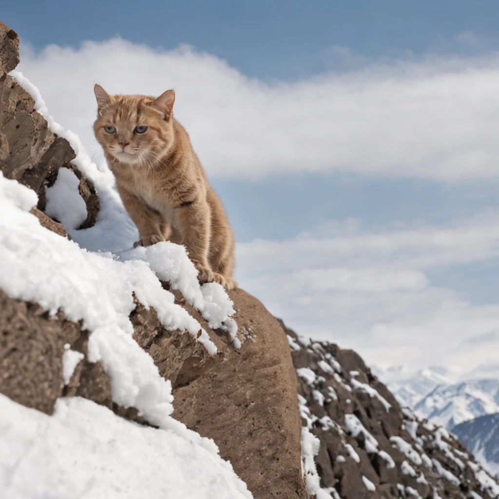 Climb the back of the snowy mountain alone,Very shocking picture,Blue sky