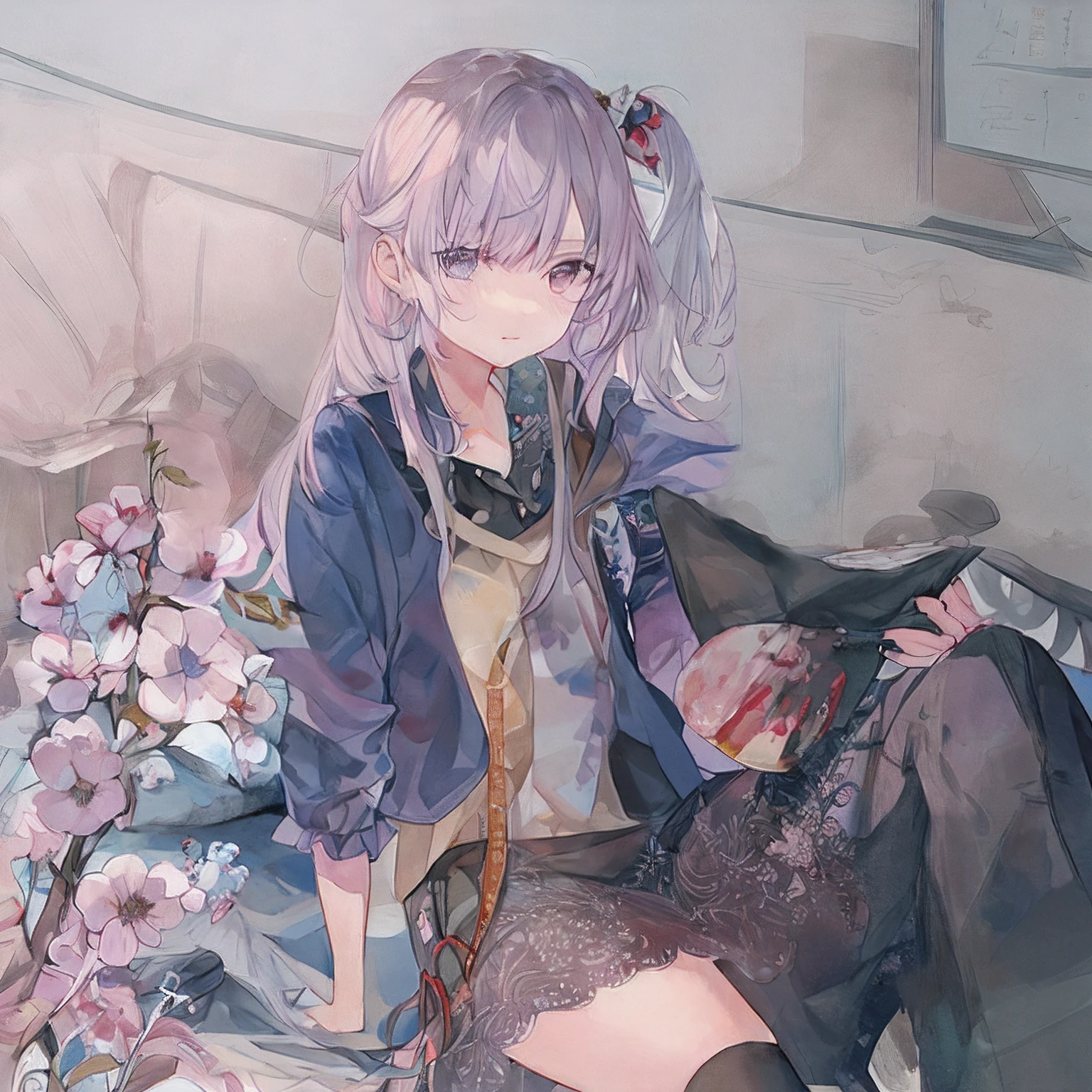 Watercolor painting without outlines,