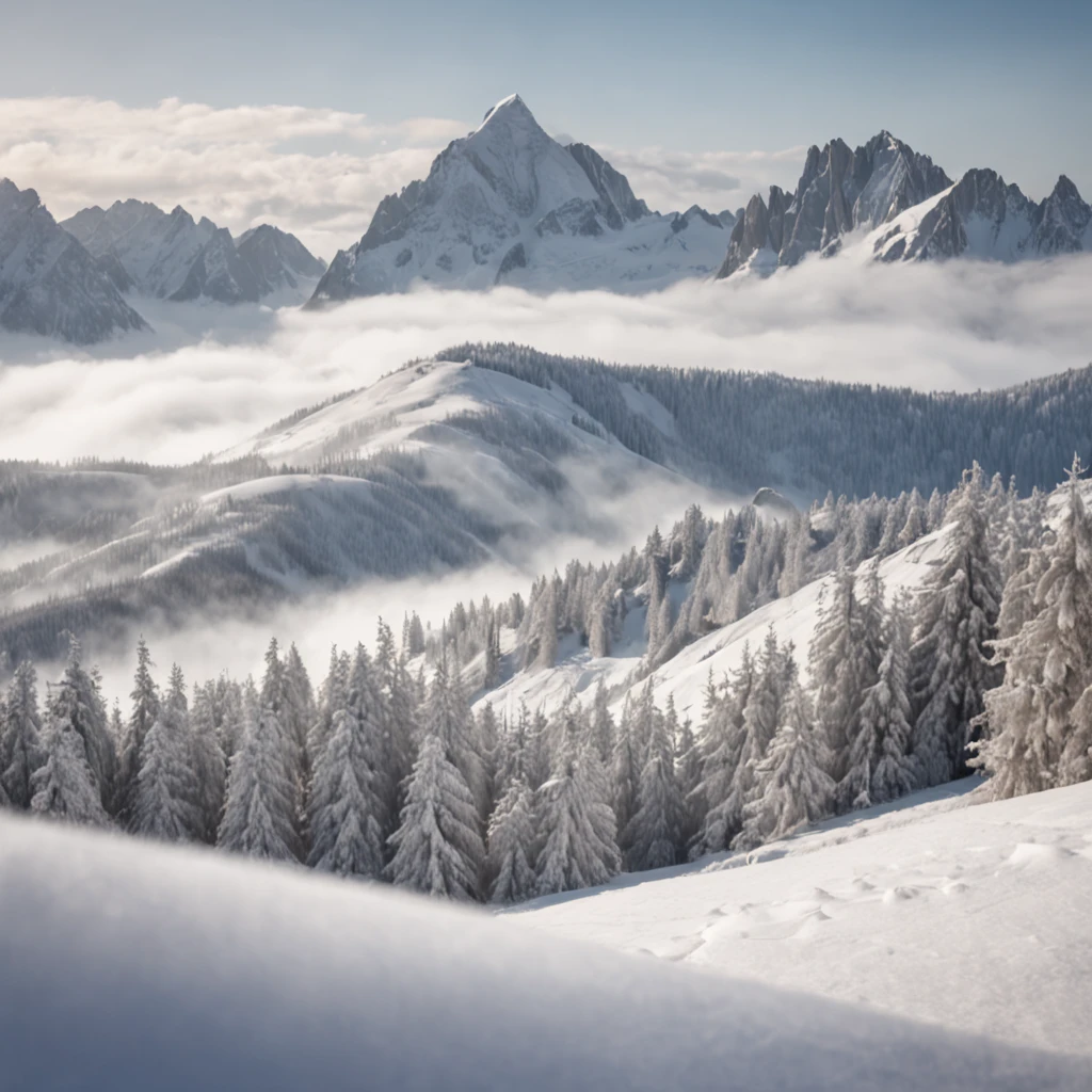 Scenery on snowy mountains,Very impressive,Realiy