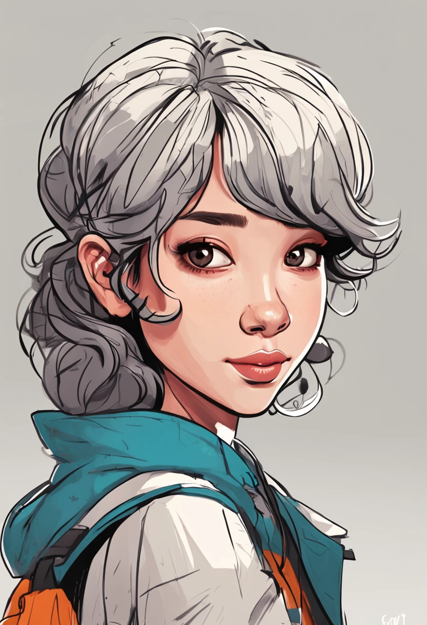 Cartoon image of a woman with permed hair, Super cute funky asian girl, Cartoon style illustration, Cartoon Art Style, Cartoon Art Style, Digital illustration style, Highly detailed character design, cute detailed digital art, Urban Girl Fan Art, Portrait Character Design, beautiful digital illustration, high quality portrait, Comic art, Asia, Character Design Portrait