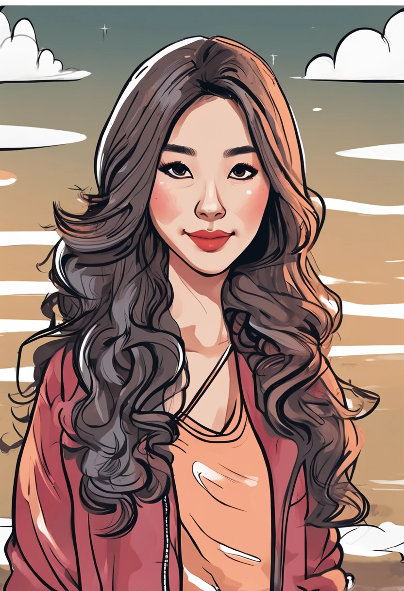 Cartoon image of a woman with permed hair, Super cute funky asian girl, Cartoon style illustration, Cartoon Art Style, Cartoon Art Style, Digital illustration style, Highly detailed character design, cute detailed digital art, Urban Girl Fan Art, Portrait Character Design, beautiful digital illustration, high quality portrait, Comic art, Asia, Character Design Portrait