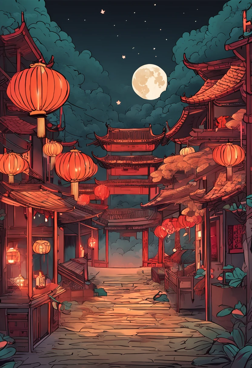 Mid-Autumn Festival,Moon cake,Chinese big breasts,Ambient,Simple