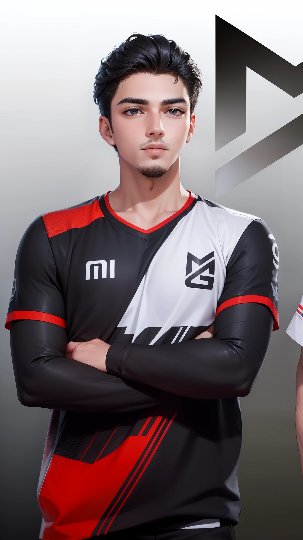 Attractive profile picture, masterpiece, ultra-precise rendering, beautiful and cool young man, trustworthy, dependable young man, savior of the world, simple design, most beautiful image, 4K, black hair, wavy hair, facial hair