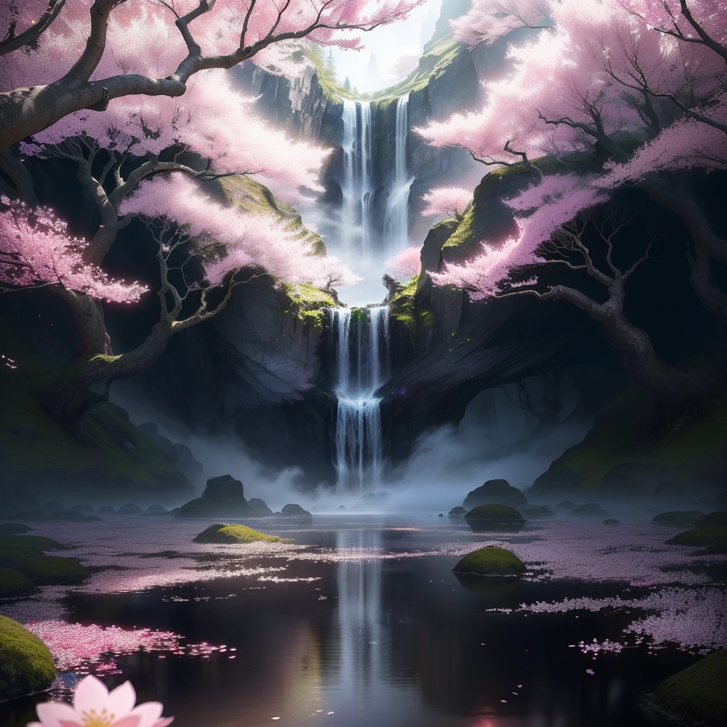 The Cherry Blossom Death Realm is a mysterious and enchanting place, with its swirling mist and endless cherry blossom trees which seem to blossom all year round. The realm is ruled by Maia, a Serpentine Goddess, who is both feared and revered by all who dwell within it.

The realm itself is situated on the edge of the mortal world and the afterlife, meaning that it is a place that both the living and the dead can visit. However, those who enter the realm are warned to tread carefully, as it is said that those who are not worthy may be lost forever within its depths.

Despite its ominous reputation, the Cherry Blossom Death Realm is a place of great beauty and wonder, with its serene gardens and sparkling waterfalls. The air is thick with the scent of cherry blossoms, and the gentle sound of the wind rustling through the leaves provides a sense of peace and tranquility.

Maia herself is a powerful and awe-inspiring figure, possessing great wisdom and knowledge. She is often depicted as a woman with a serpent's body, and is said to be able to manipulate and control the very fabric of time and space.

Those who seek Maia's counsel will often journey to the Cherry Blossom Death Realm, braving its dangers in the hopes of receiving her guidance and advice. Whether they emerge from the realm battered and bruised or enriched and transformed depends entirely on their own character and worthiness.