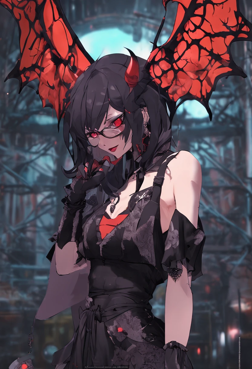 goth style,Blindfolded,The demons,finger on mouth,anime big breast,succubi,a beauty girl