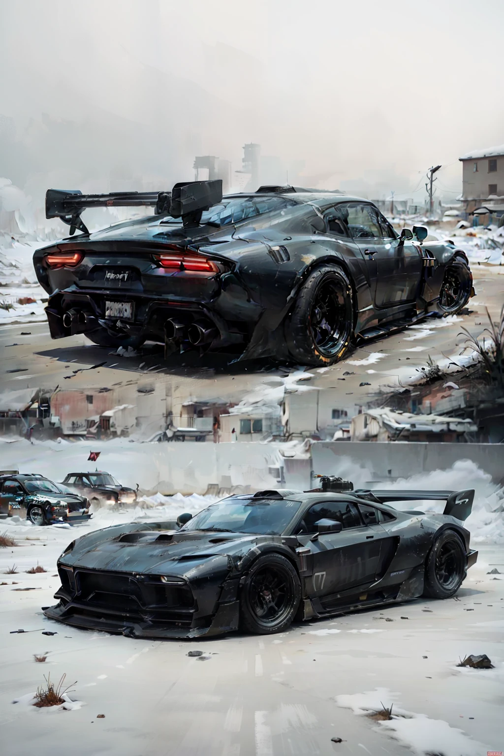 The Car,sci-fy,Rendering,Soviet heavy industry style,black in color,4K,high qulity,hentail realism,