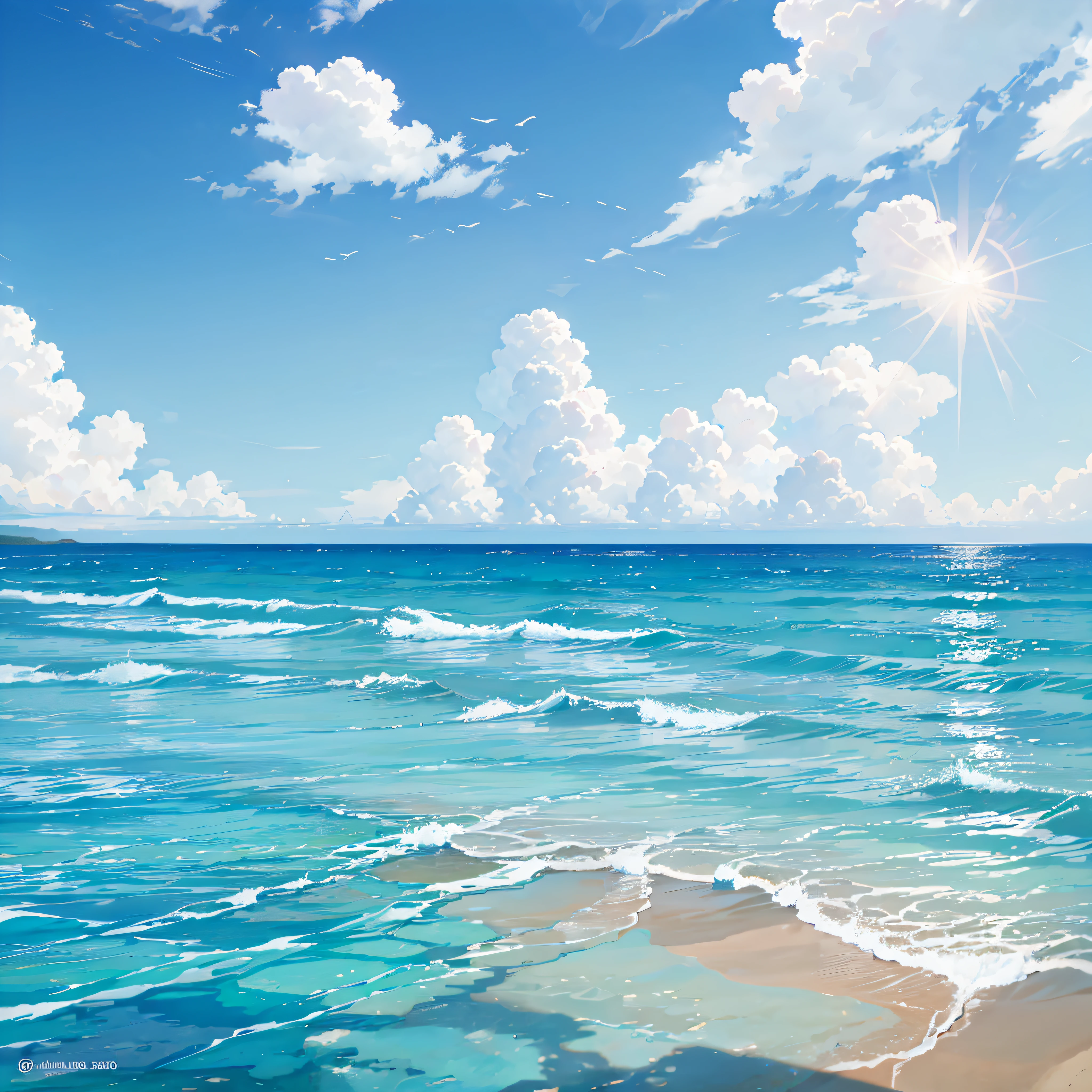 Sunshine Sand Endless sea, clear blue water At the bottom of the picture is the sandy beach --auto --s2