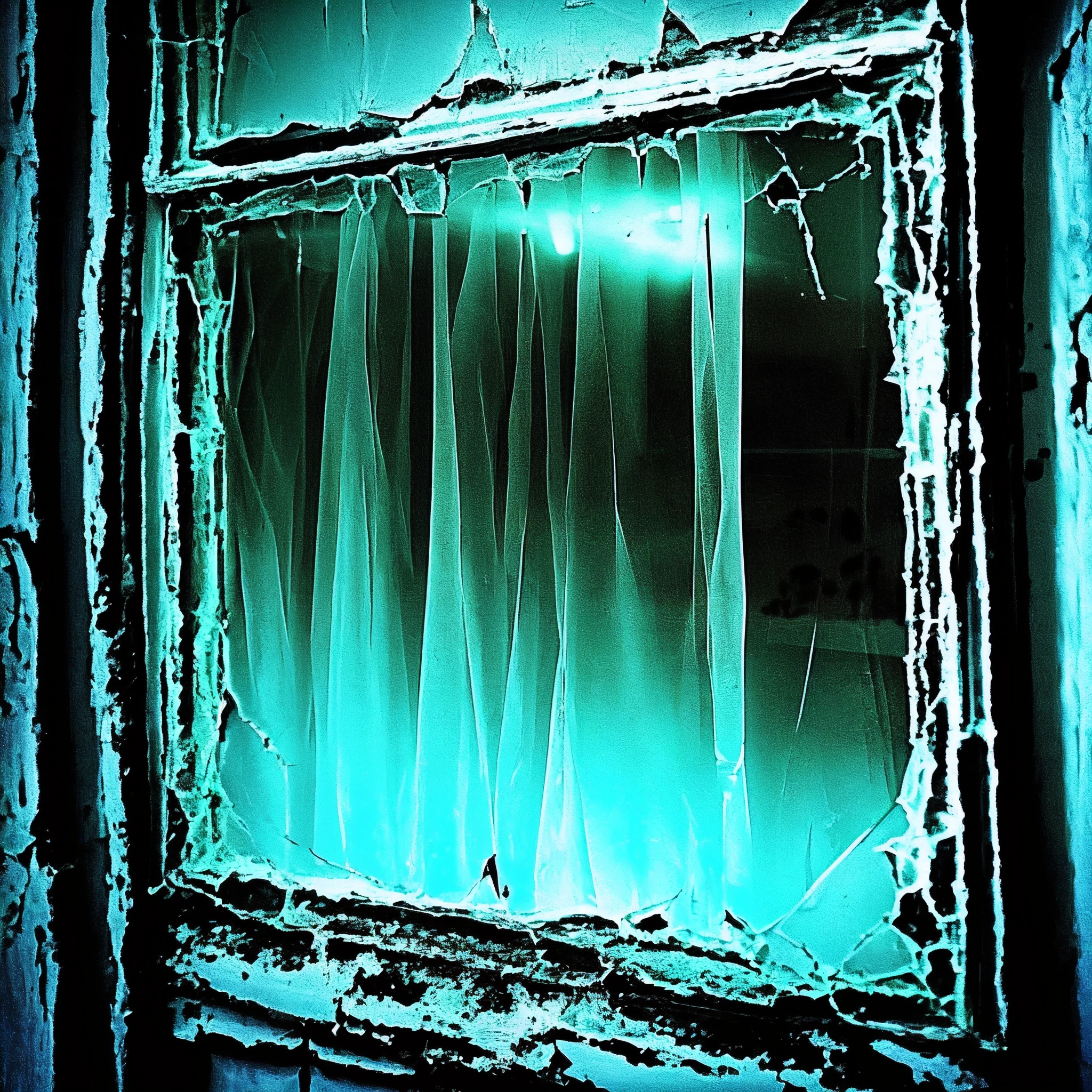 thriller
ghost
bloody
The light is gloomy
Broken window glass