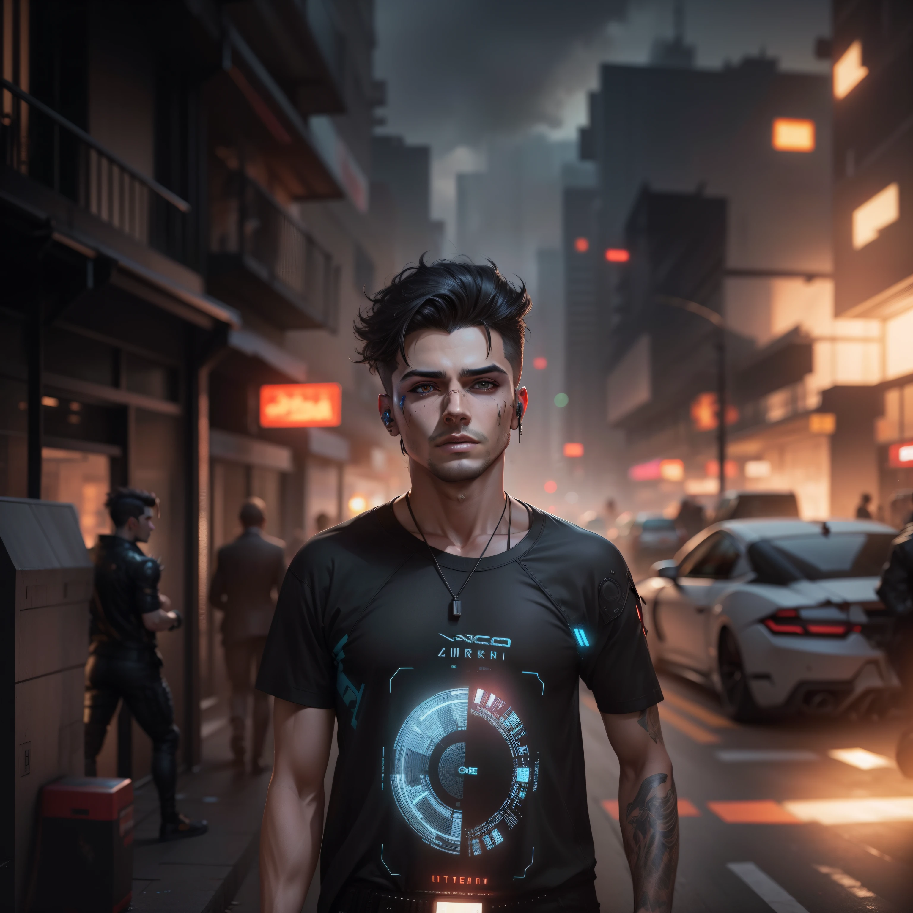 Change background cyberpunk handsome boy, realistic face, 8k, ultra realistic,