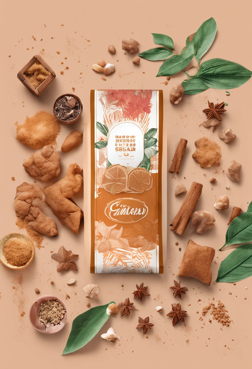 Freshness as the theme,a warm color palette,Packaging of brown sugar ginger tea series products