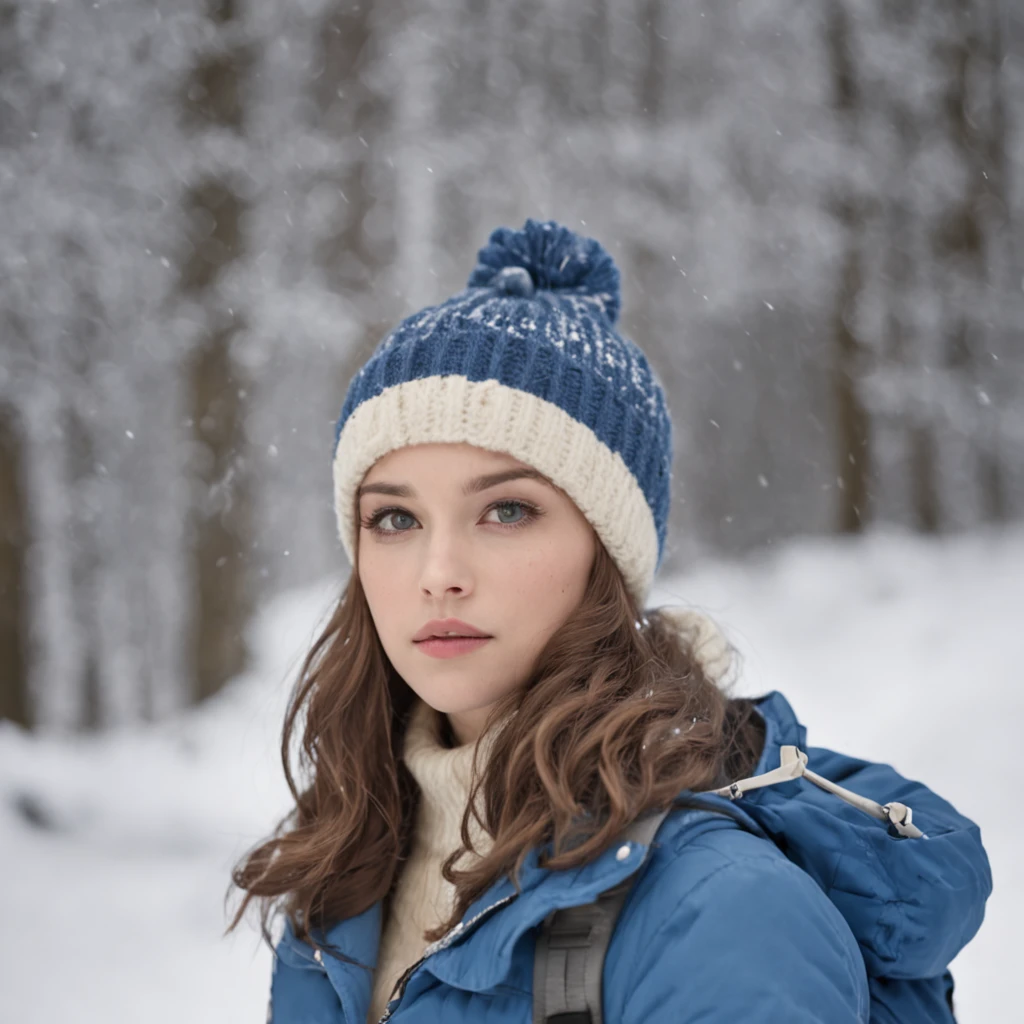 Climb the back of the snowy mountain alone,Very shocking picture,Blue sky