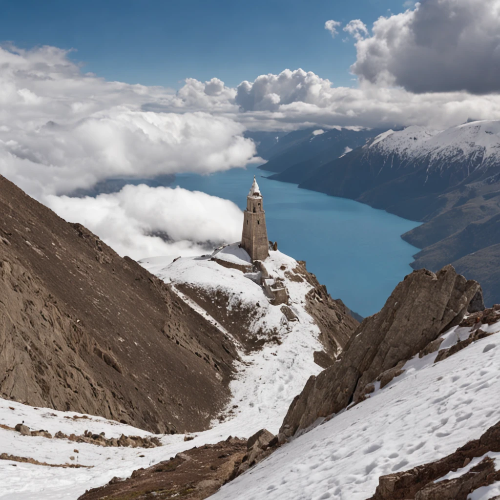 Top of a snowy mountain,Very shocking picture,Blue sky