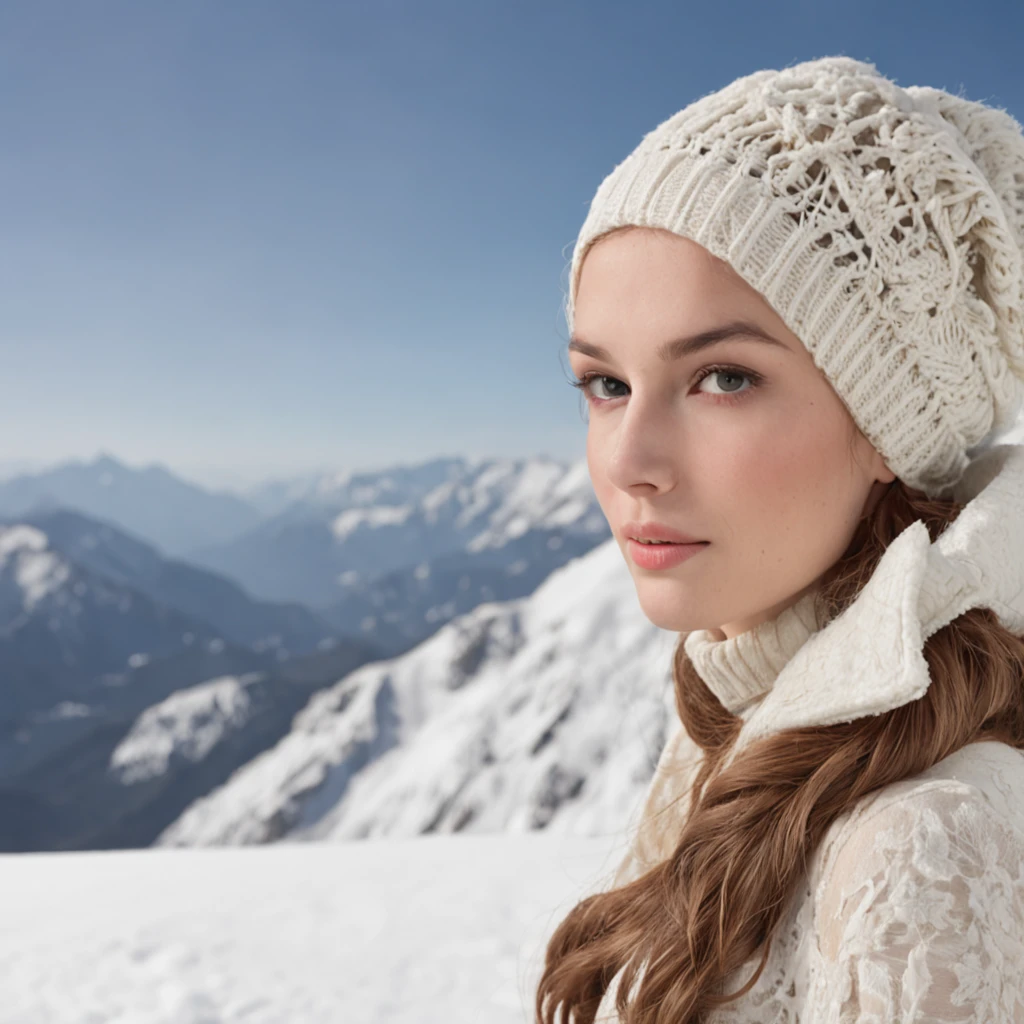 On snowy mountains，Blue sky