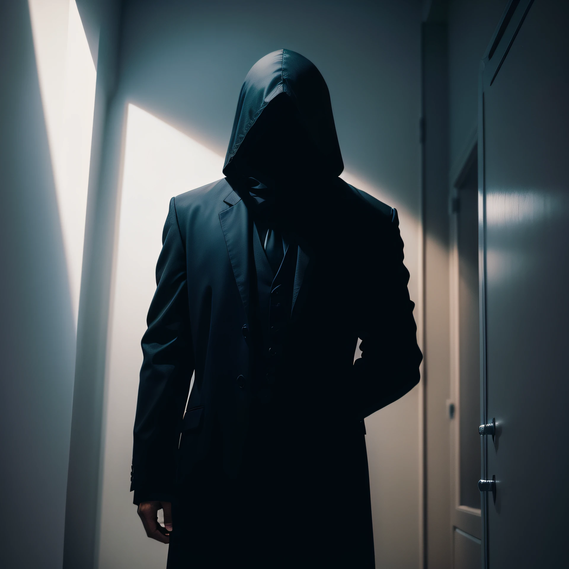 shadow figure, mystery man, eyes only, deep dark, no face