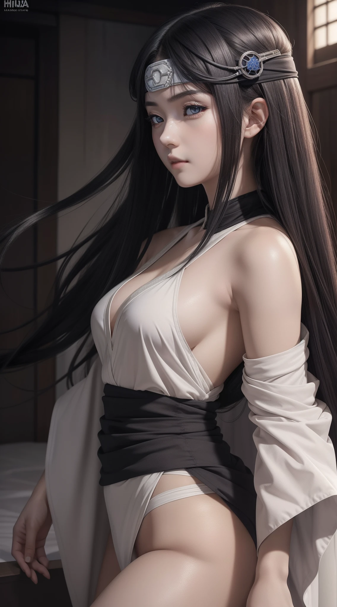 Hot profile picture, masterpiece, solo, extremely accurate rendering, coldly beautiful Hinata Hyuga, trustworthy young girl, savior of the world, simple design, best picture, 8K , pale white eyes, same color as the original demon ninja.