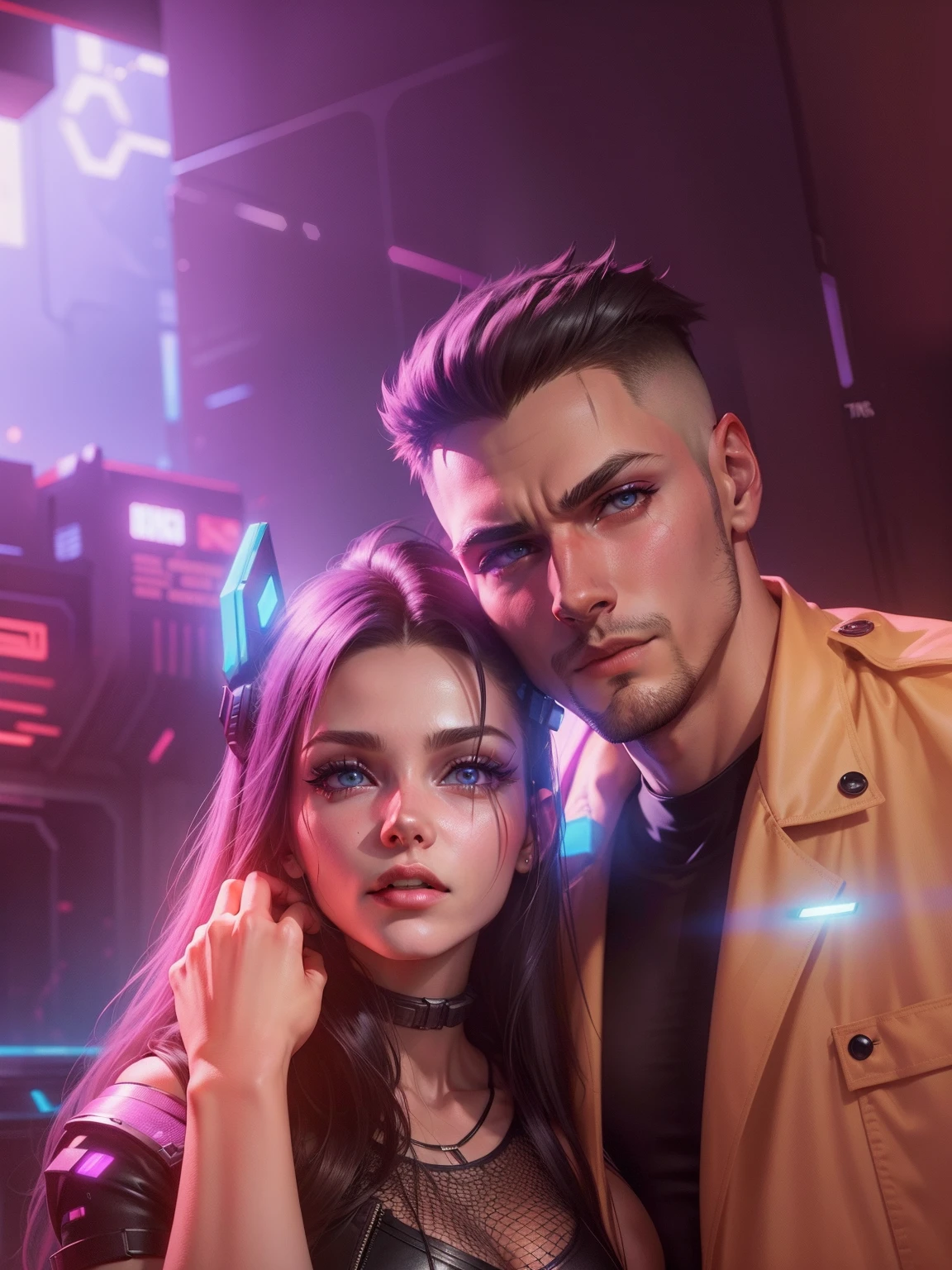 Remove bagraund, cyberpunk, realistic face,8k, ultra realistic,boy,smart,me with my girlfriend,cute , beautiful, light,Dslr,power, robotic, cinematic, dream view