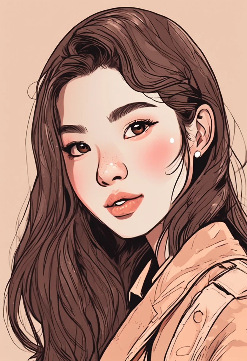 Cartoon image of a woman with permed hair, Super cute  Korean girl, Cartoon style illustration, Cartoon Art Style, Cartoon Art Style, Digital illustration style, Highly detailed character design, cute detailed digital art, Urban Girl Fan Art, Portrait Character Design, beautiful digital illustration, high quality portrait, Comic art, Asia, Character Design Portrait